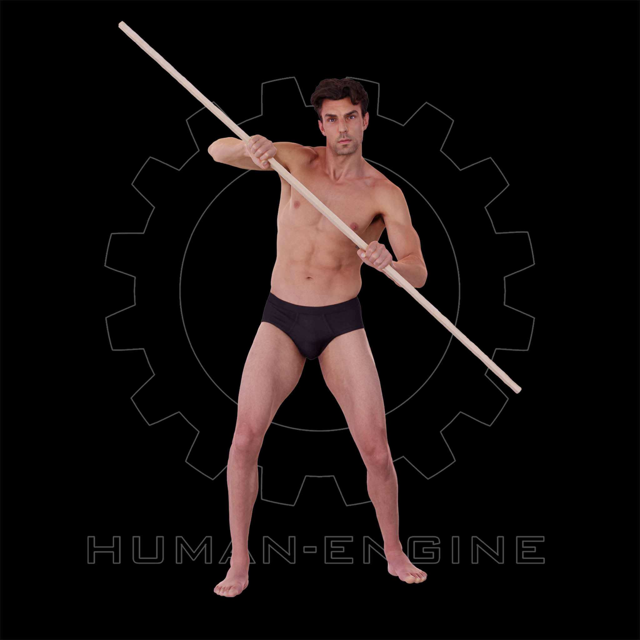 Male Scan - Dan 015 Holding a Stick 3D model_2