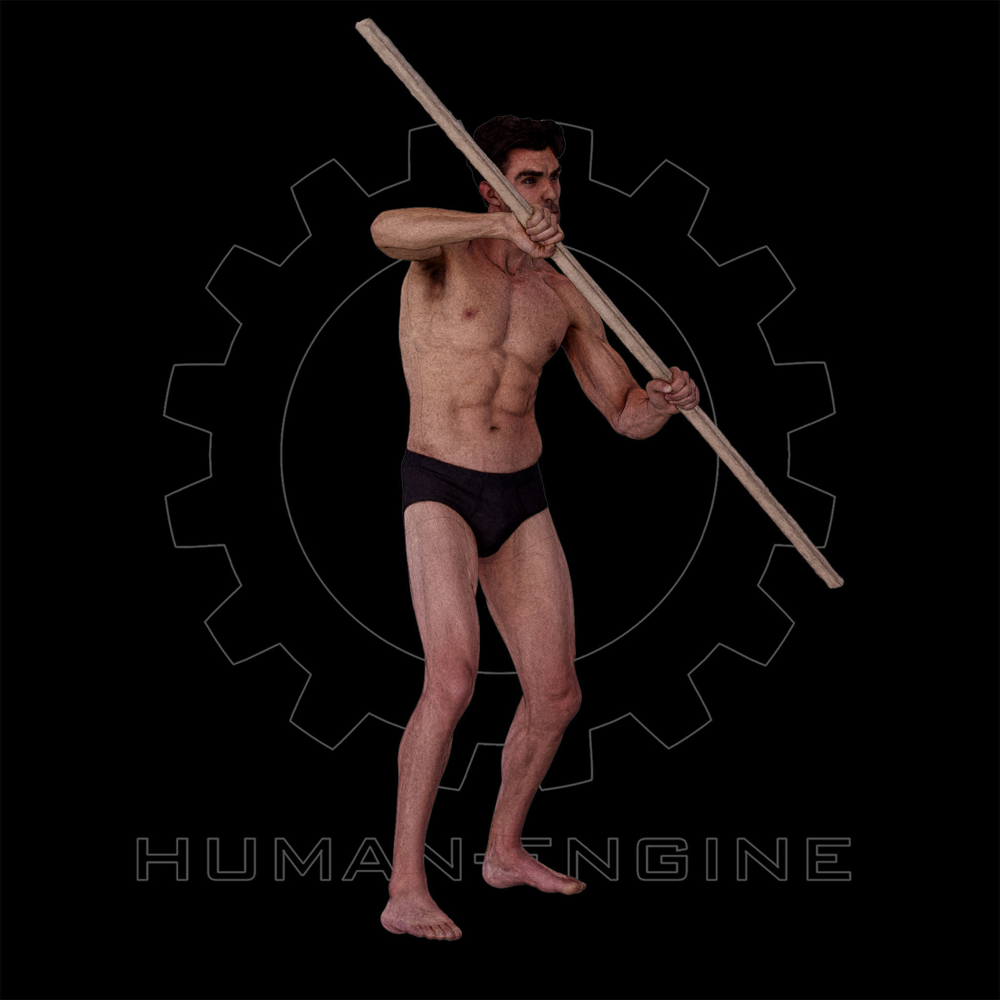 Male Scan - Dan 015 Holding a Stick 3D model_5