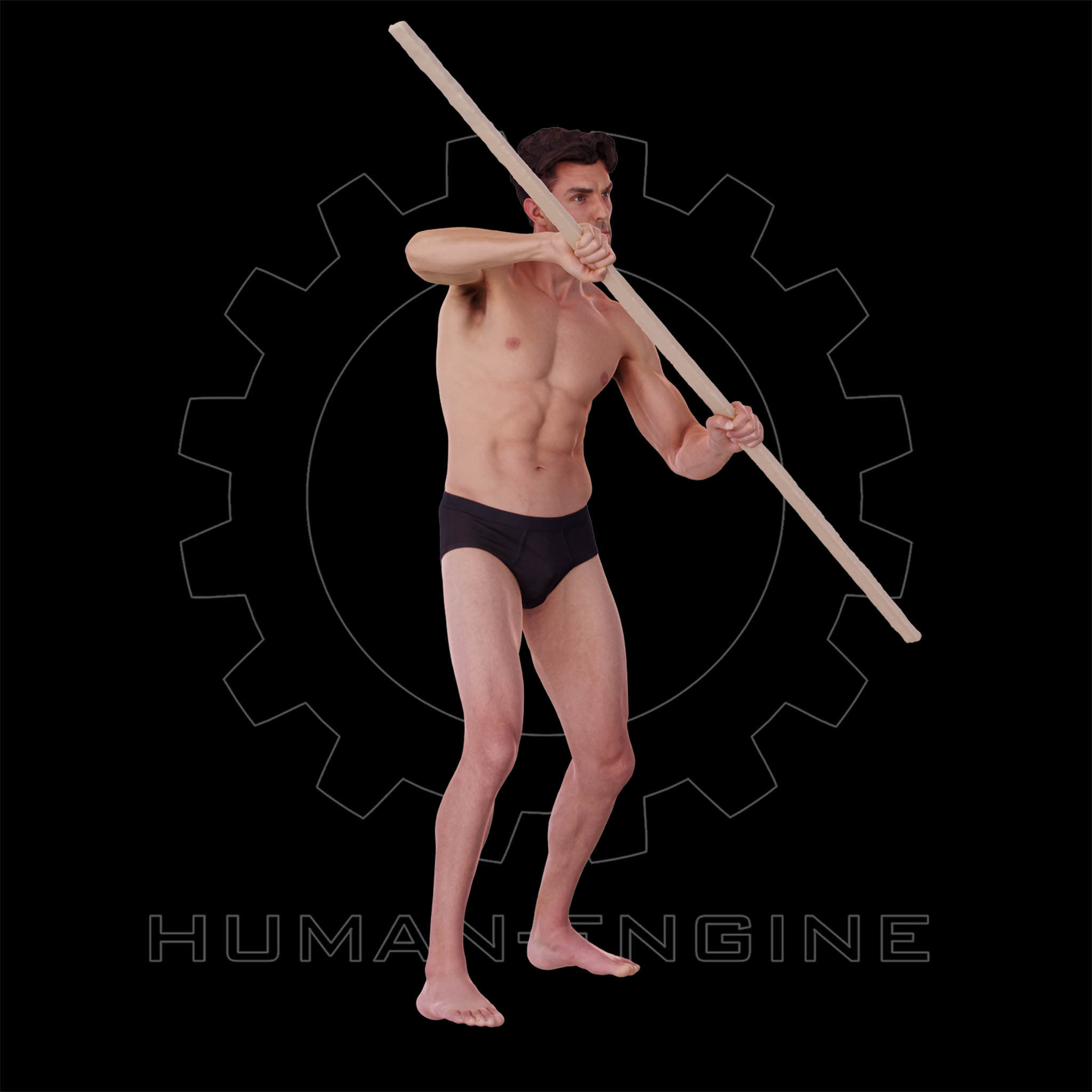Male Scan - Dan 015 Holding a Stick 3D model_4