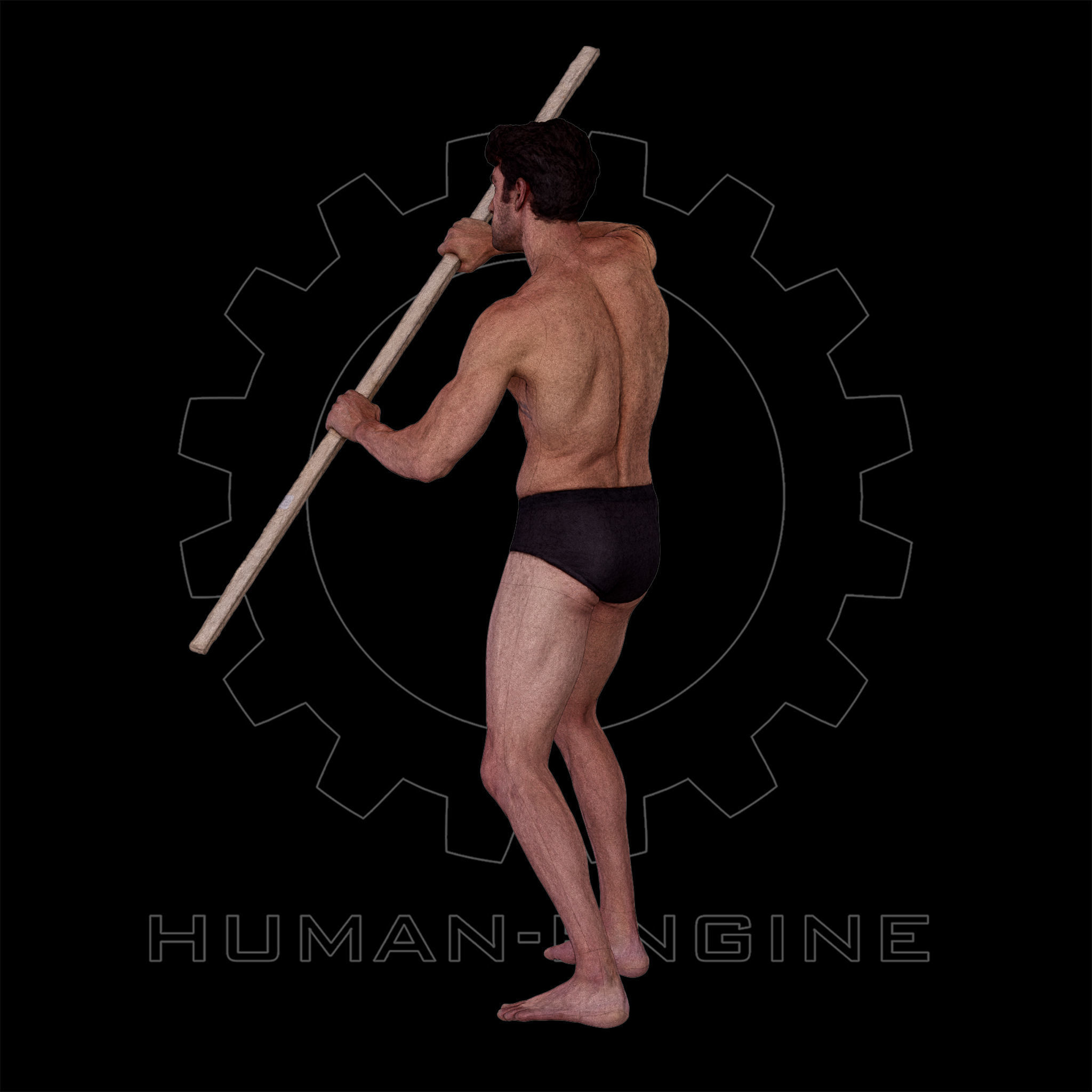 Male Scan - Dan 015 Holding a Stick 3D model_13