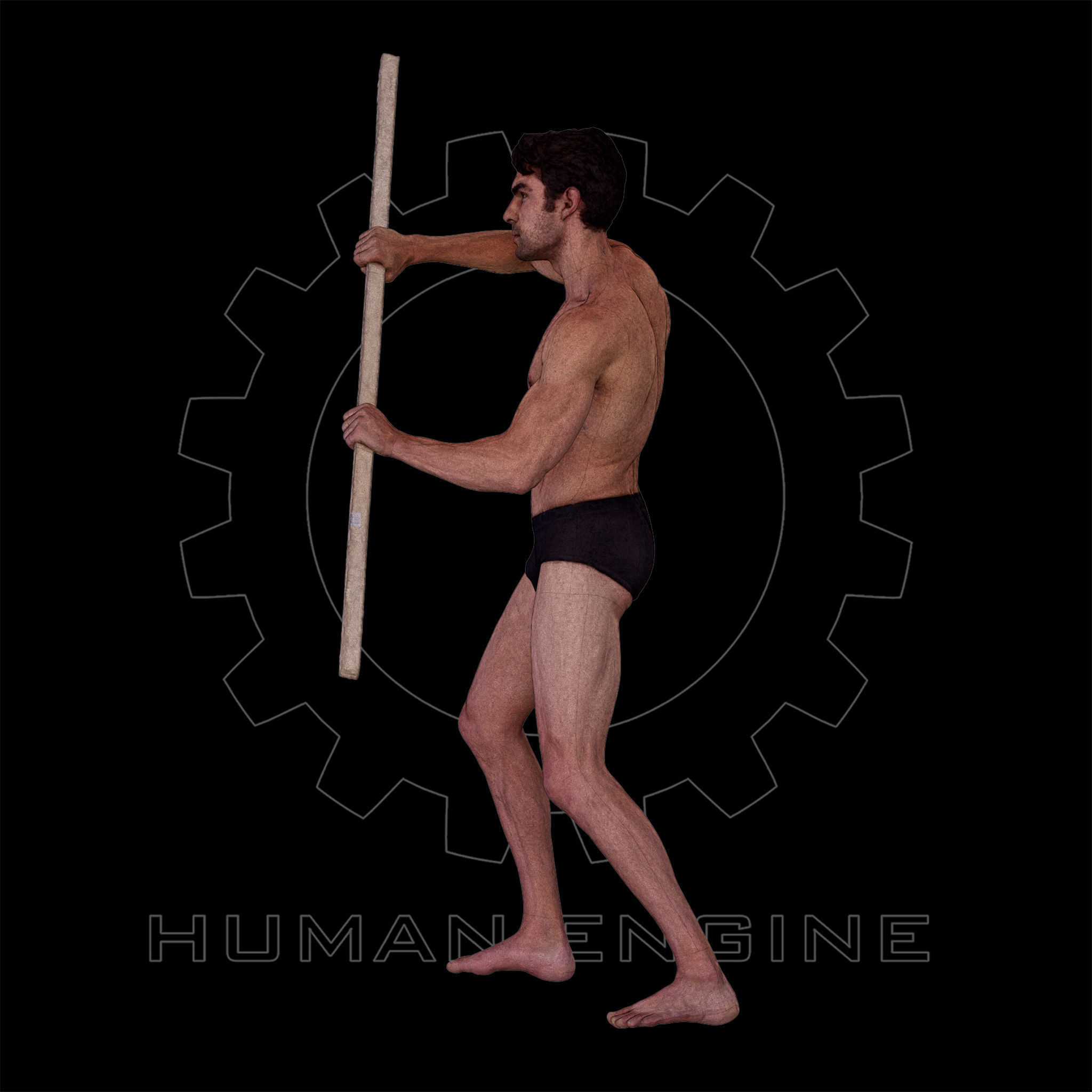 Male Scan - Dan 015 Holding a Stick 3D model_15