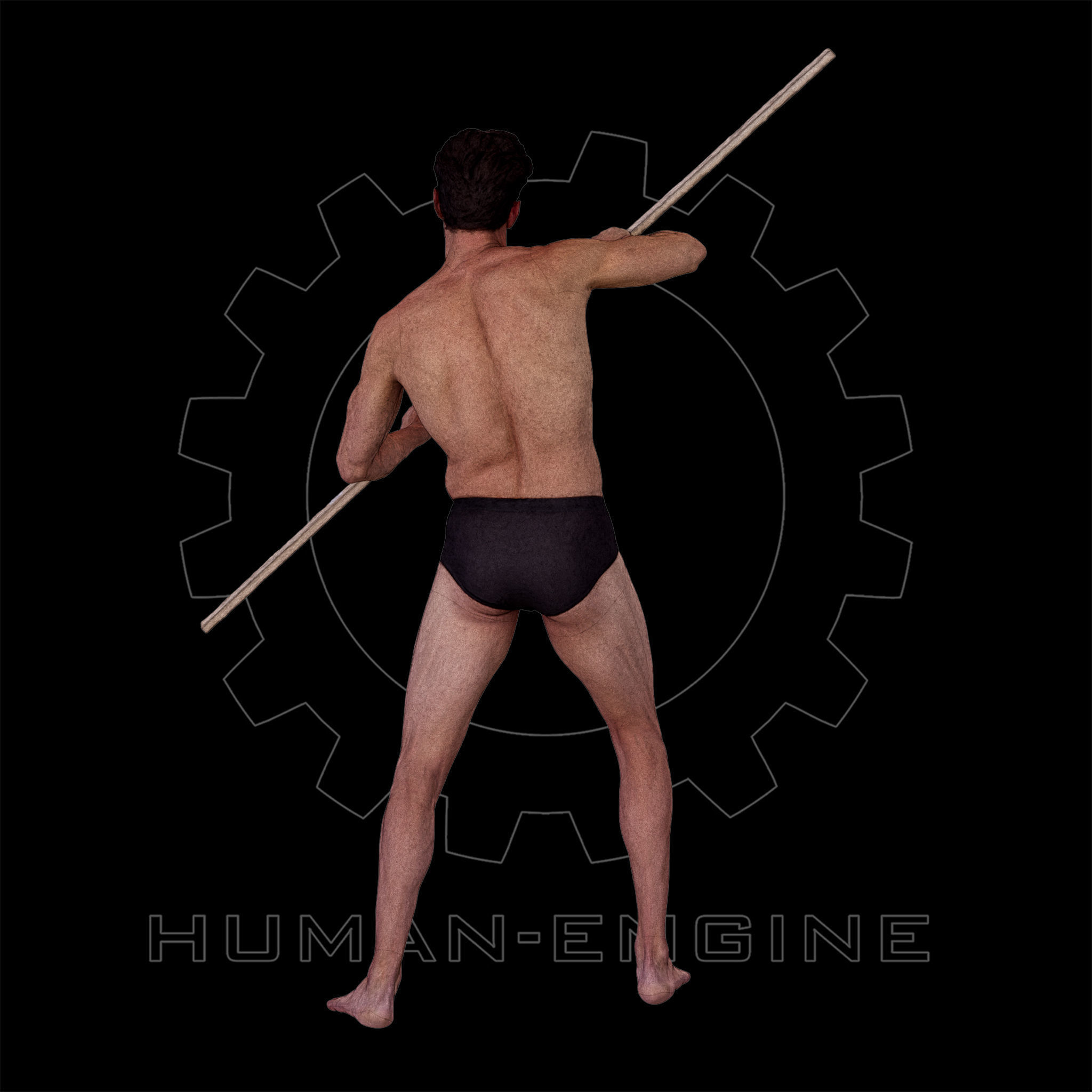 Male Scan - Dan 015 Holding a Stick 3D model_11