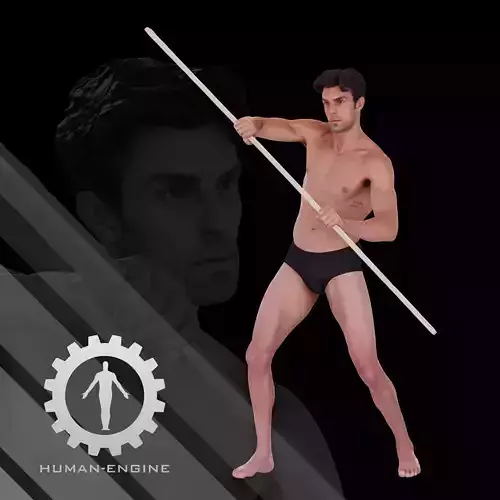 Male Scan - Dan 015 Holding a Stick 3D model