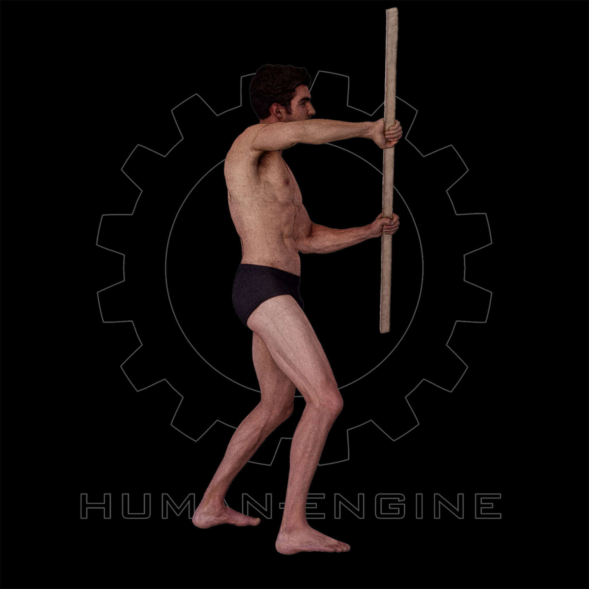 Male Scan - Dan 015 Holding a Stick 3D model_7