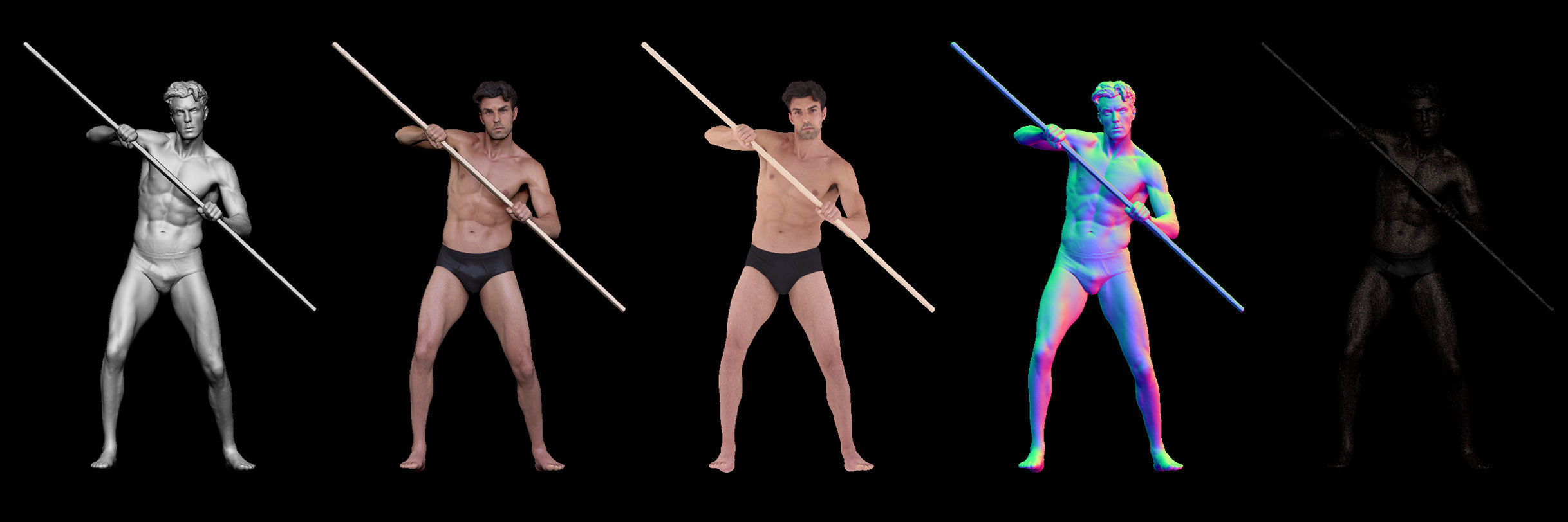 Male Scan - Dan 015 Holding a Stick 3D model_1