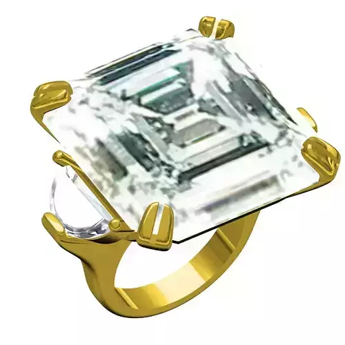 Emerald Cut Three Stone Vintage Engagement Ring