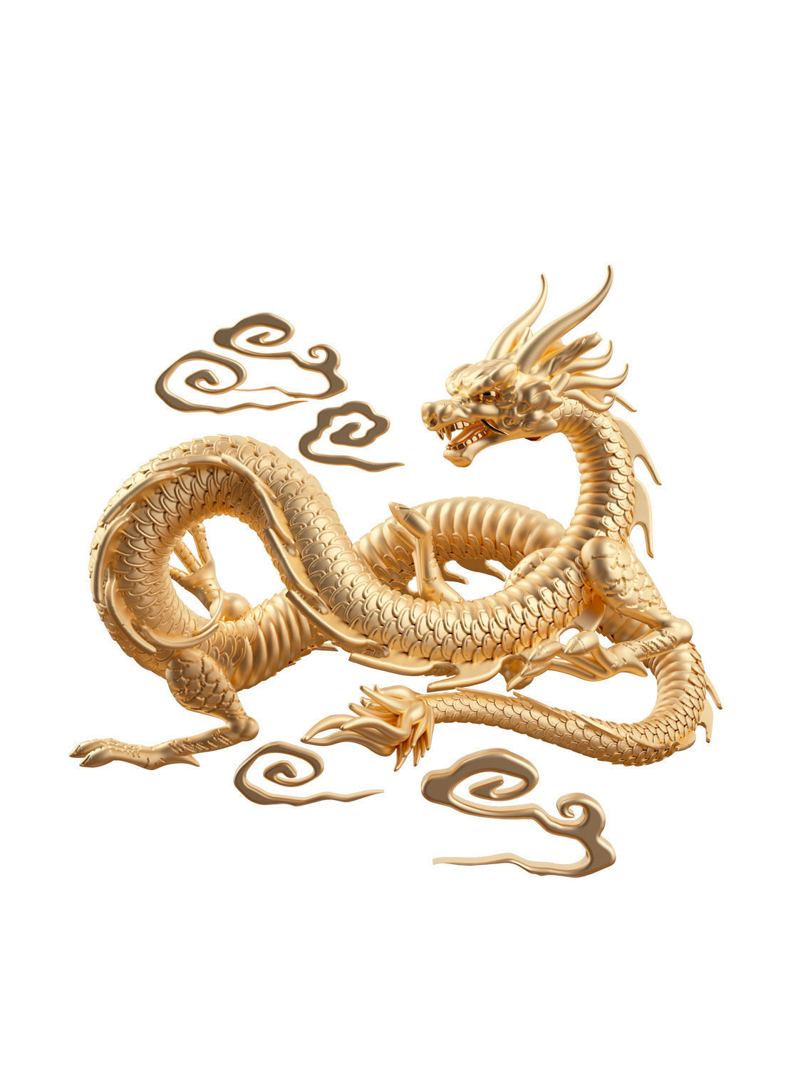 C4d three-dimensional Chinese dragon model 3D model_1