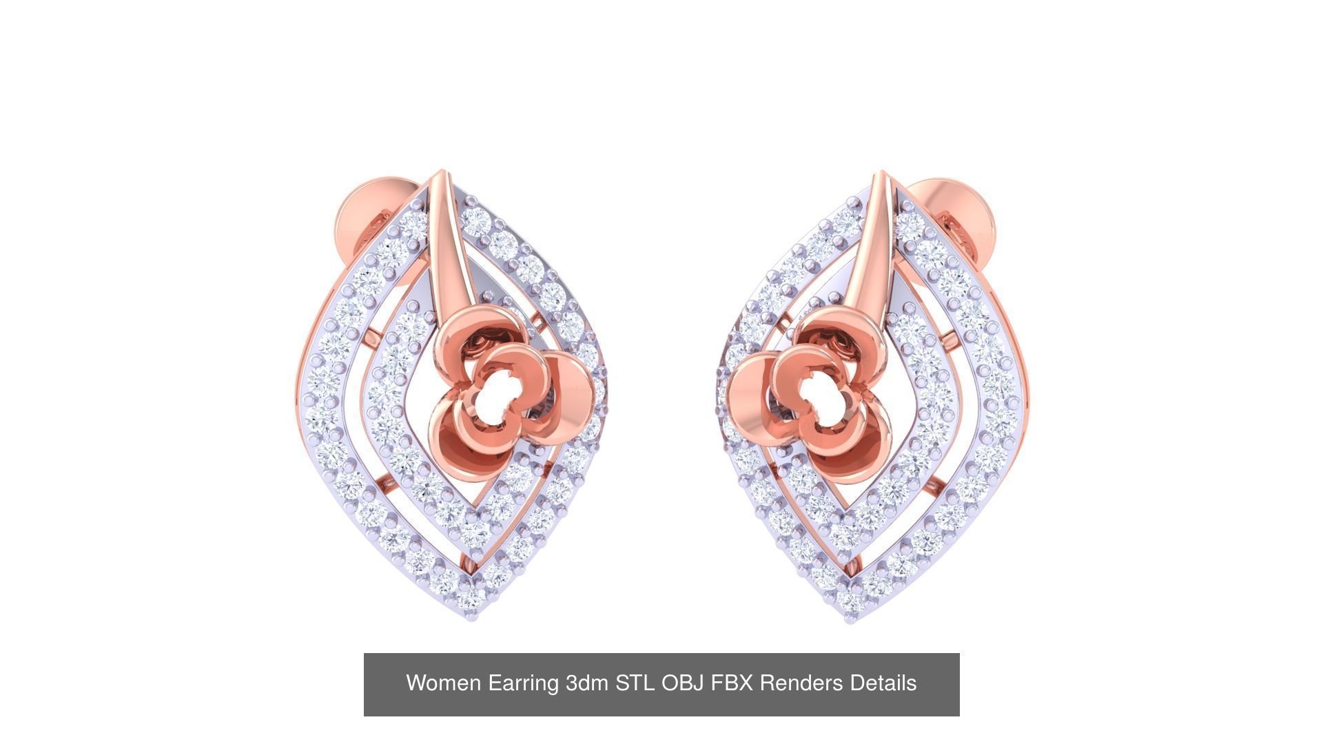 50 Women Earring 3dm STL OBJ FBX Renders Details Collection _41