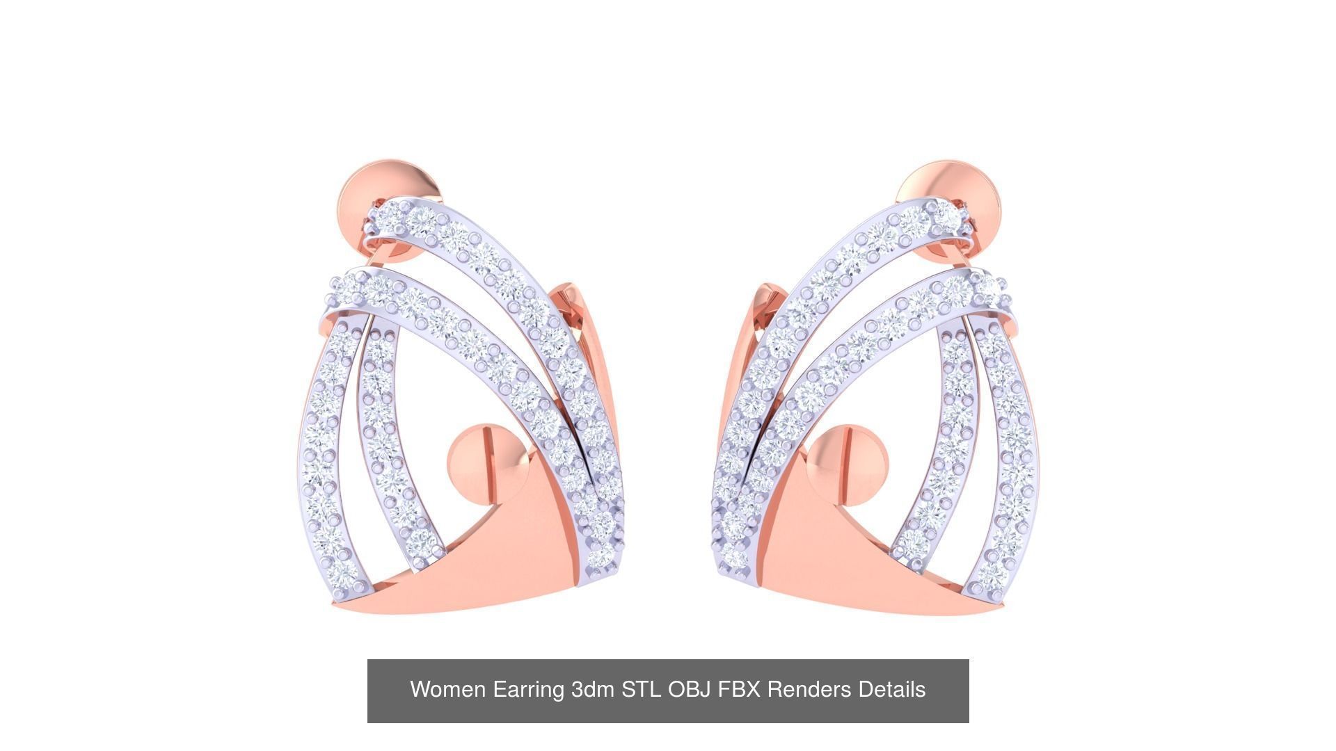 50 Women Earring 3dm STL OBJ FBX Renders Details Collection _22