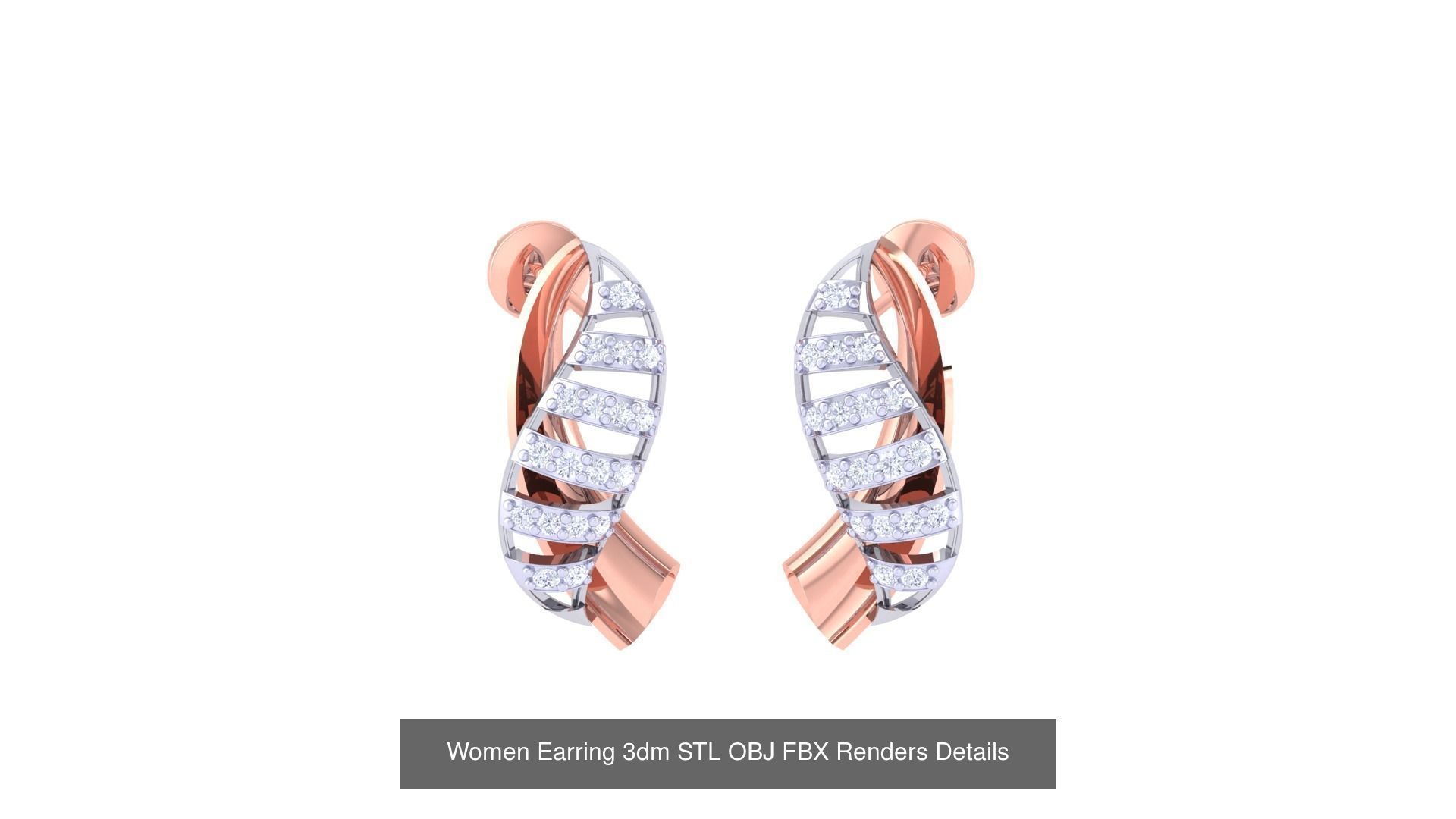 50 Women Earring 3dm STL OBJ FBX Renders Details Collection _48