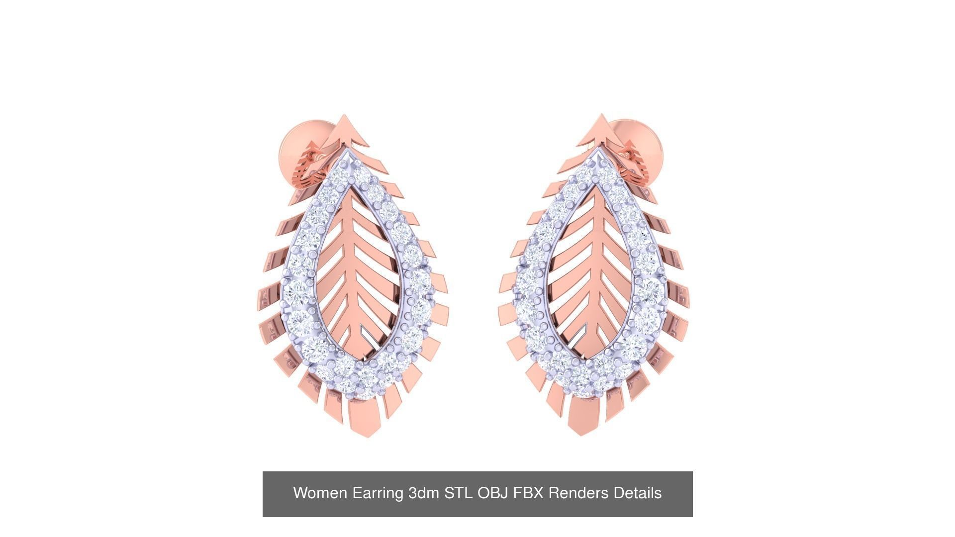 50 Women Earring 3dm STL OBJ FBX Renders Details Collection _43