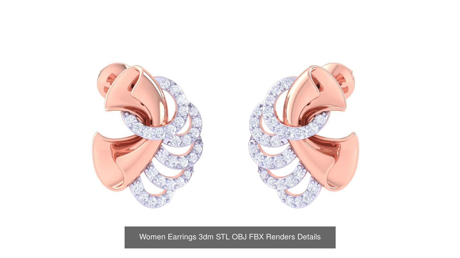 50 Women Earring 3dm STL OBJ FBX Renders Details Collection _7