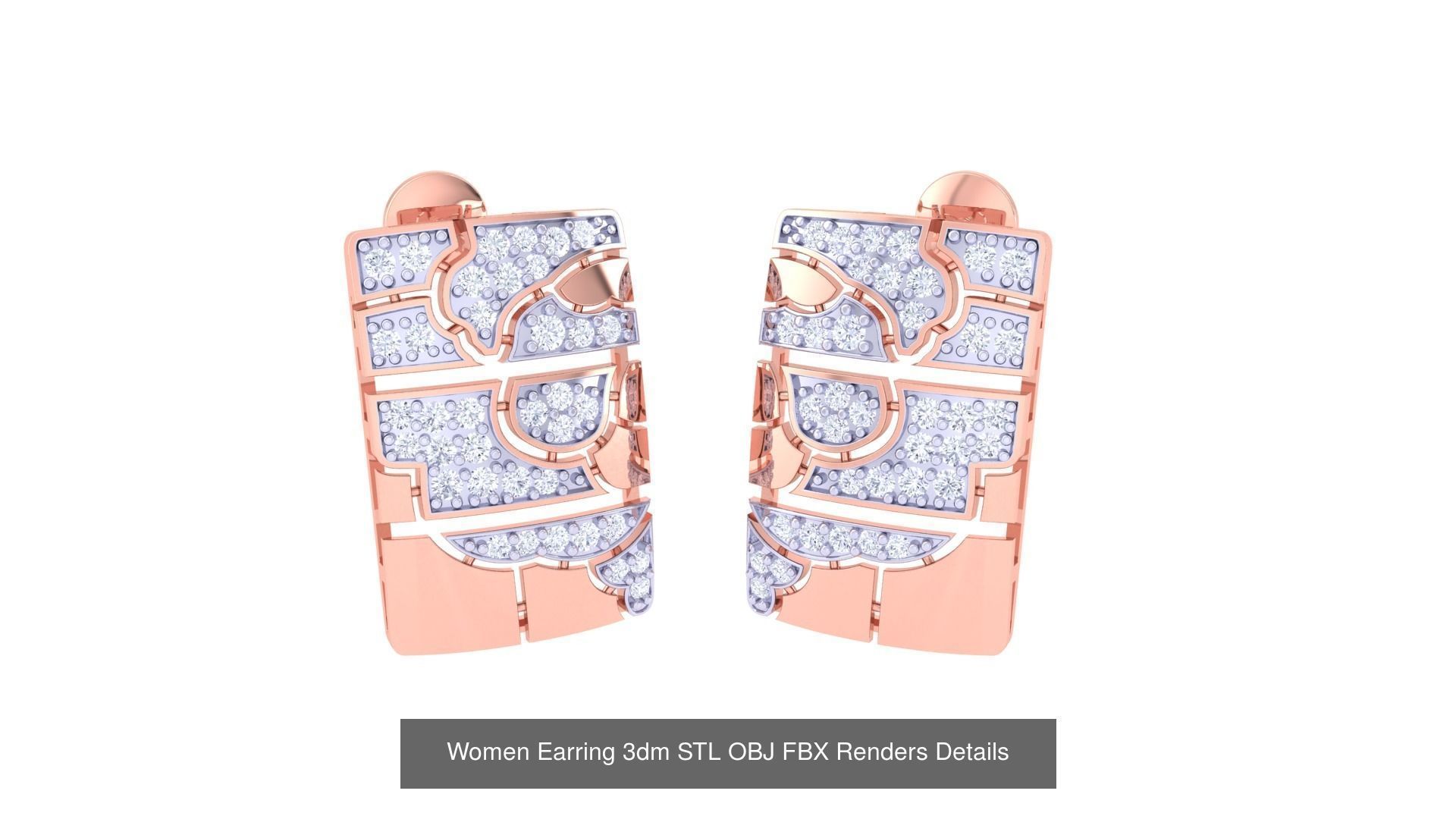 50 Women Earring 3dm STL OBJ FBX Renders Details Collection _37