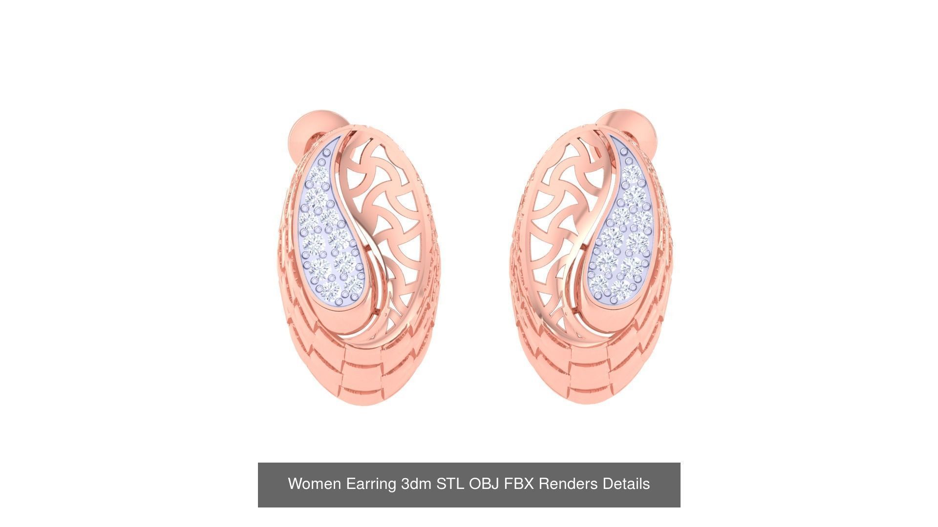 50 Women Earring 3dm STL OBJ FBX Renders Details Collection _42
