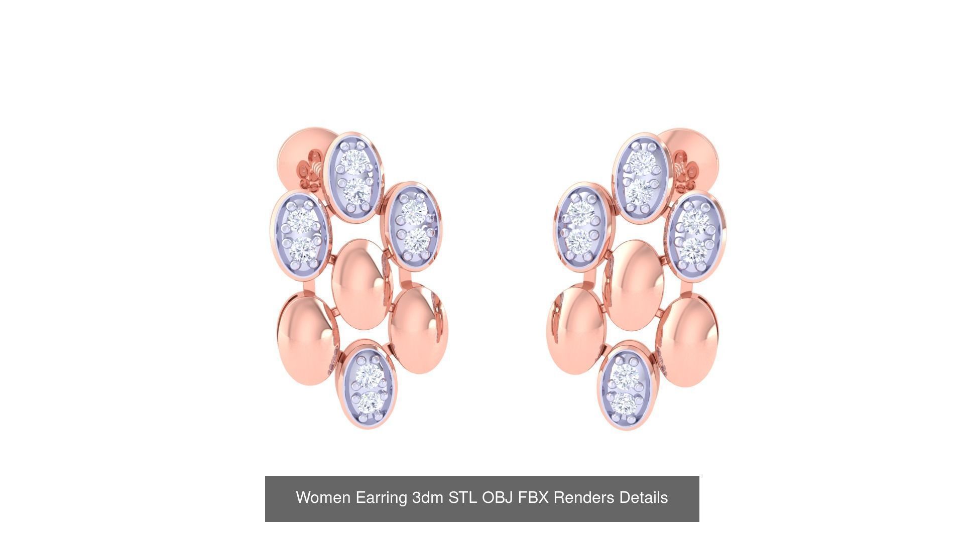 50 Women Earring 3dm STL OBJ FBX Renders Details Collection _13