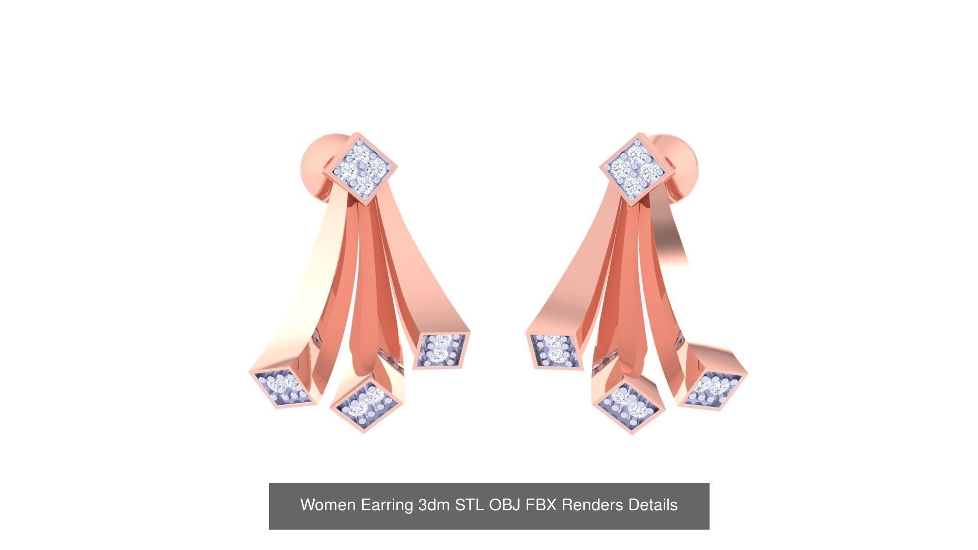 50 Women Earring 3dm STL OBJ FBX Renders Details Collection _39