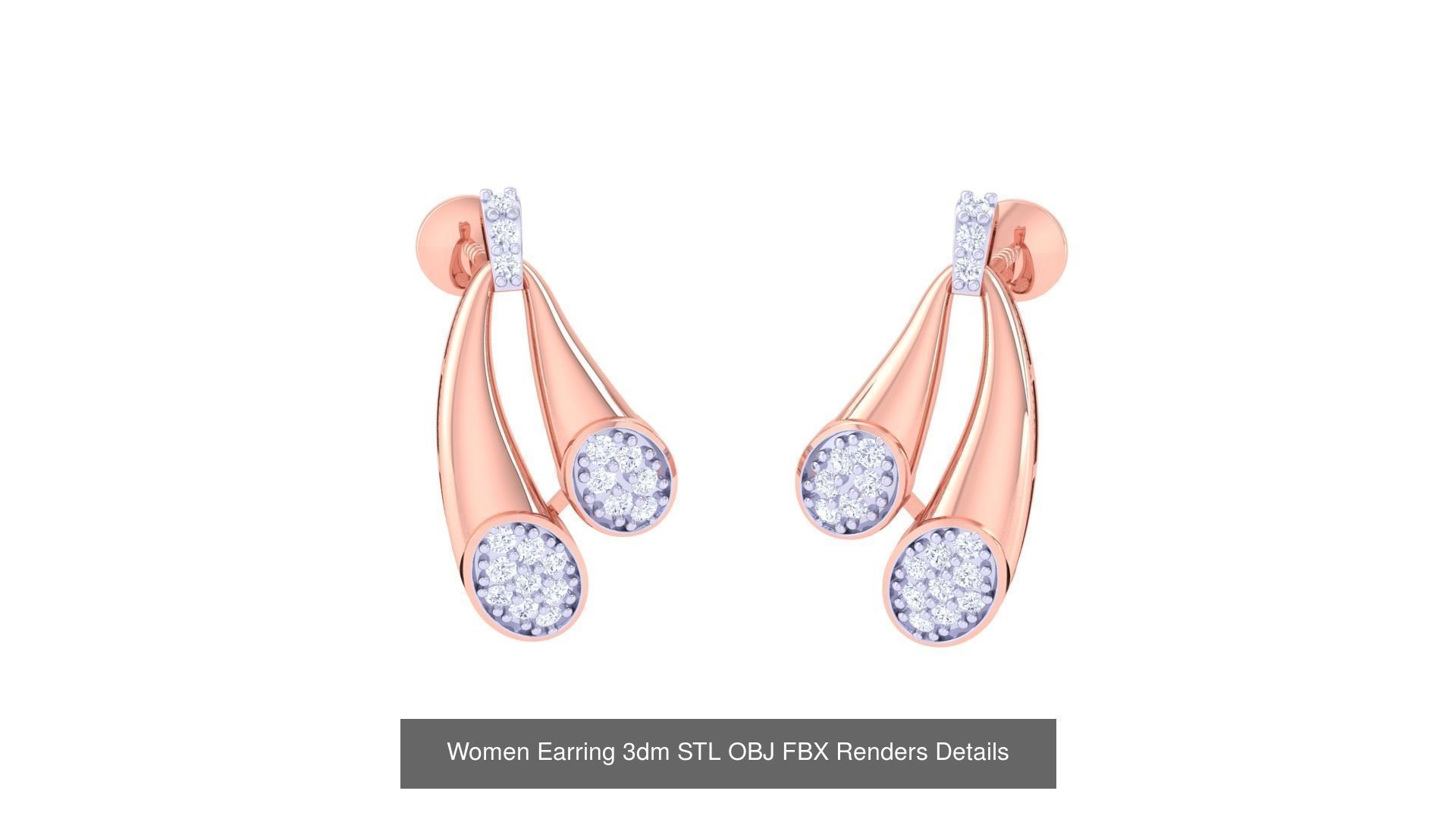 50 Women Earring 3dm STL OBJ FBX Renders Details Collection _11