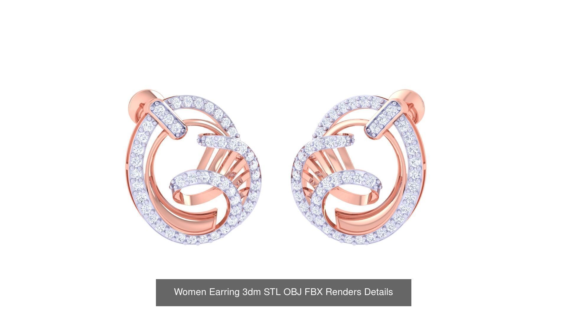 50 Women Earring 3dm STL OBJ FBX Renders Details Collection _38