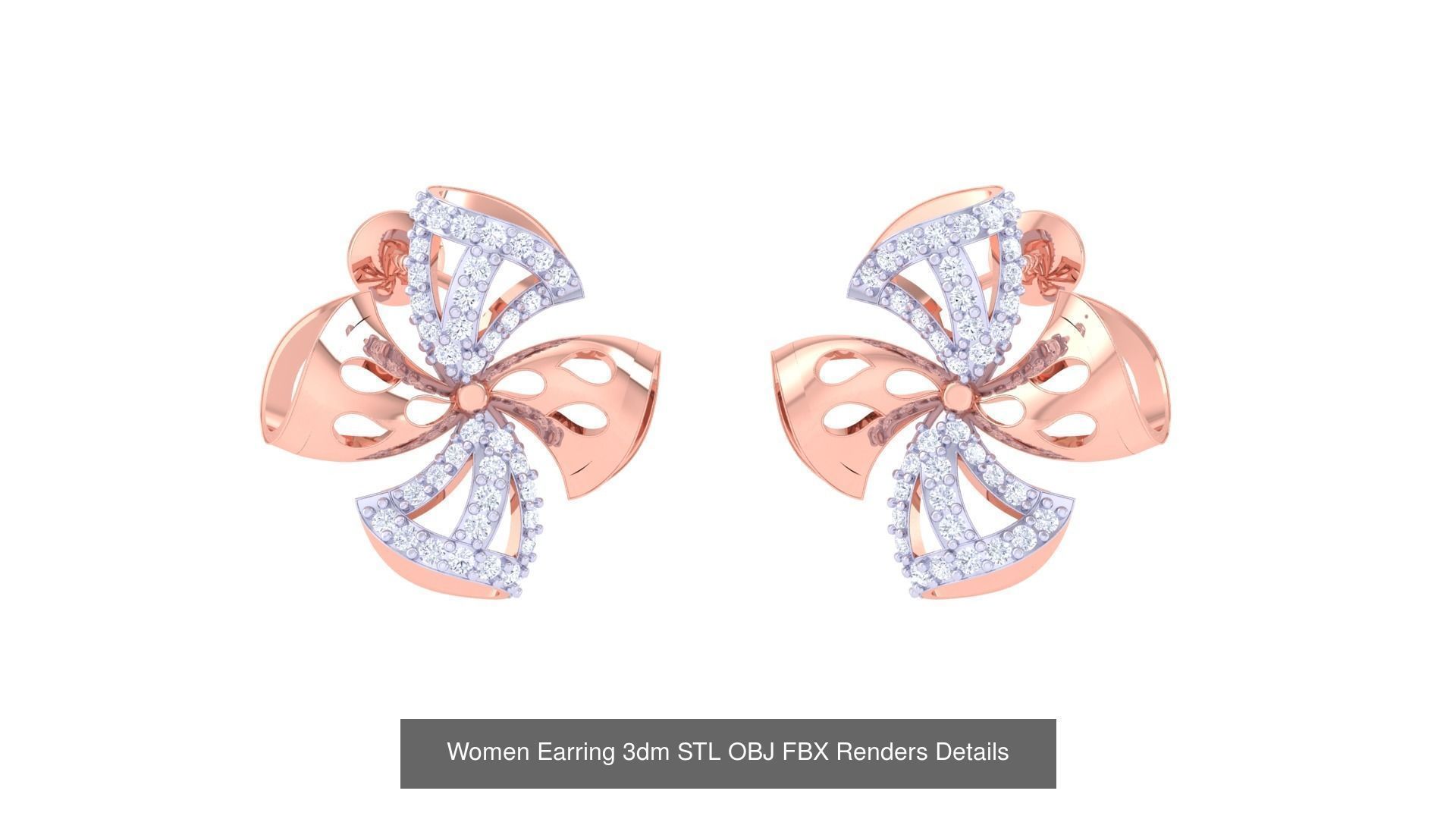 50 Women Earring 3dm STL OBJ FBX Renders Details Collection _9