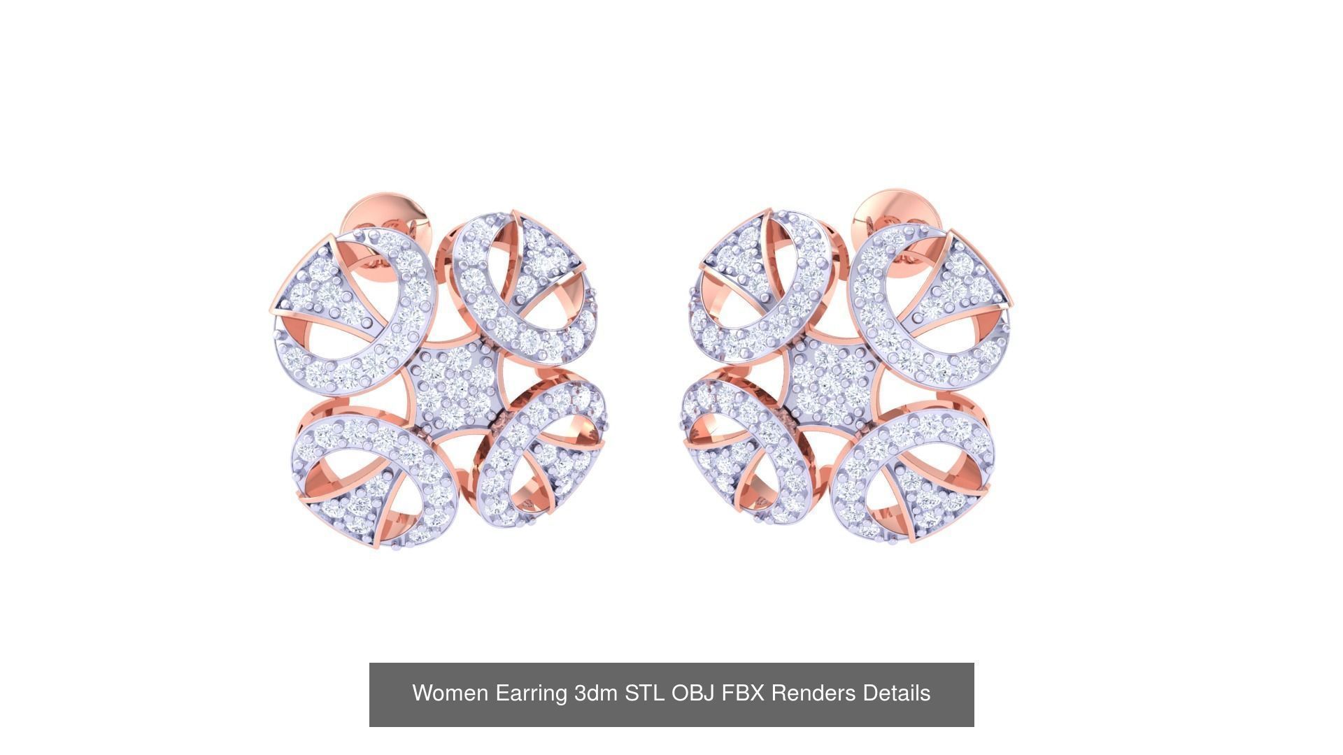 50 Women Earring 3dm STL OBJ FBX Renders Details Collection _28