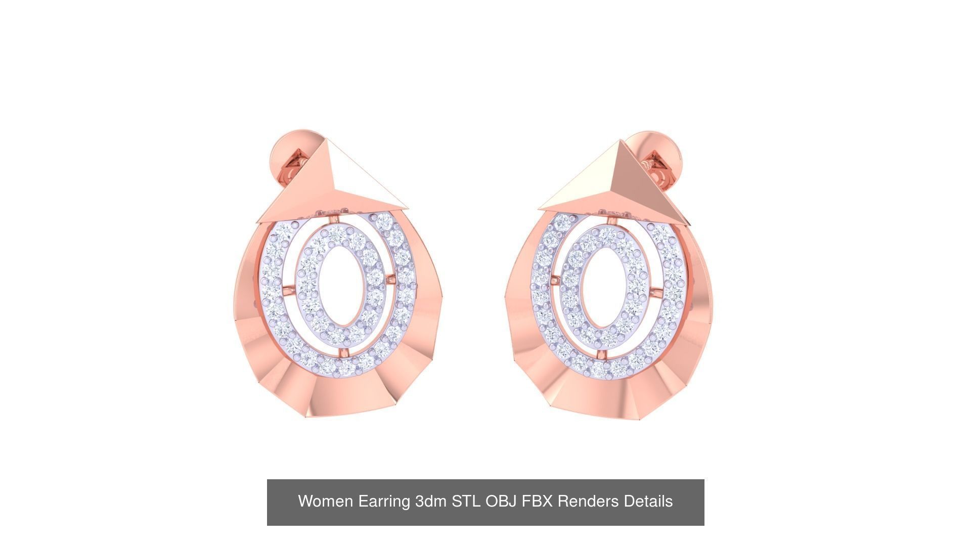 50 Women Earring 3dm STL OBJ FBX Renders Details Collection _26