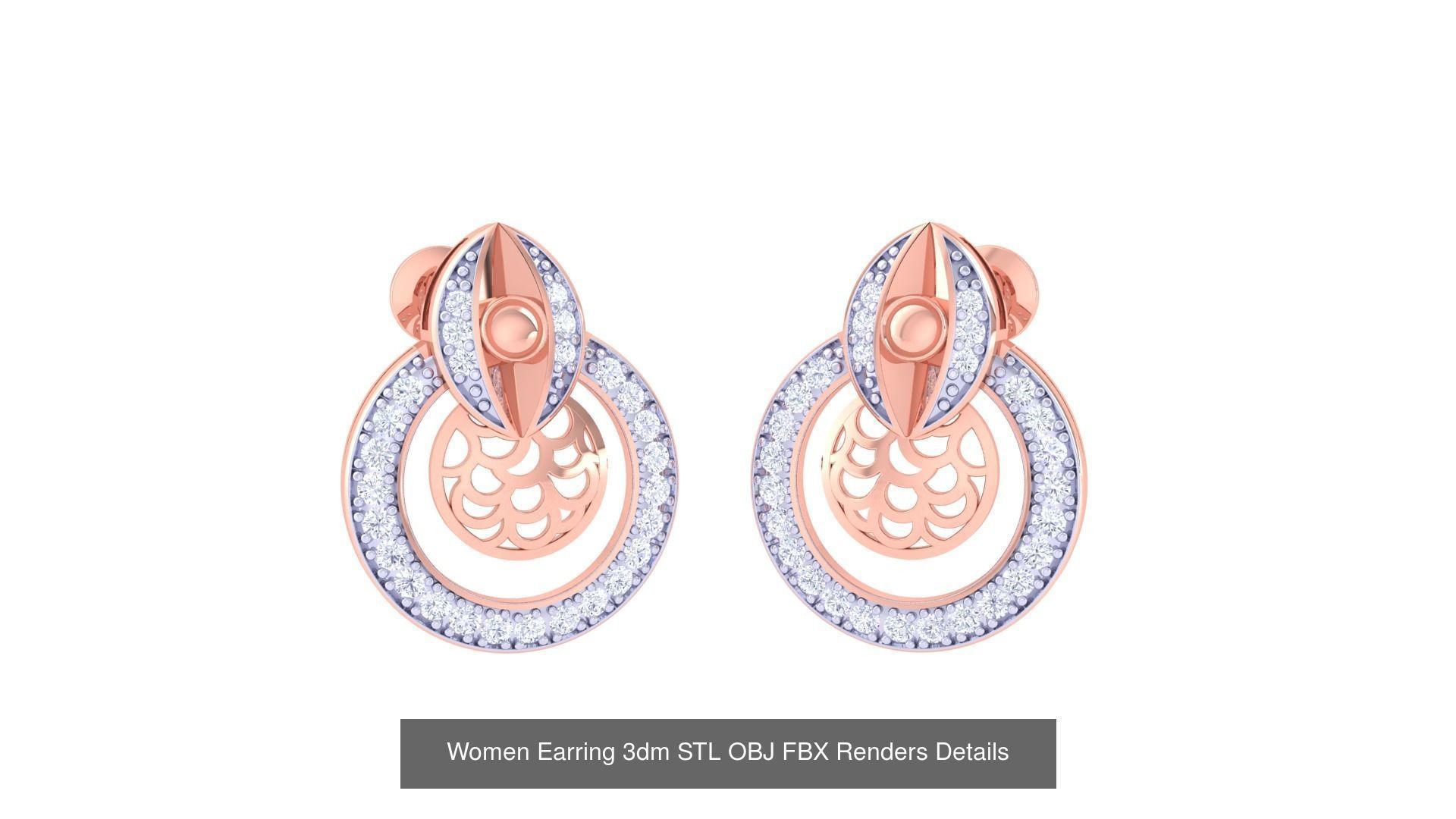 50 Women Earring 3dm STL OBJ FBX Renders Details Collection _54