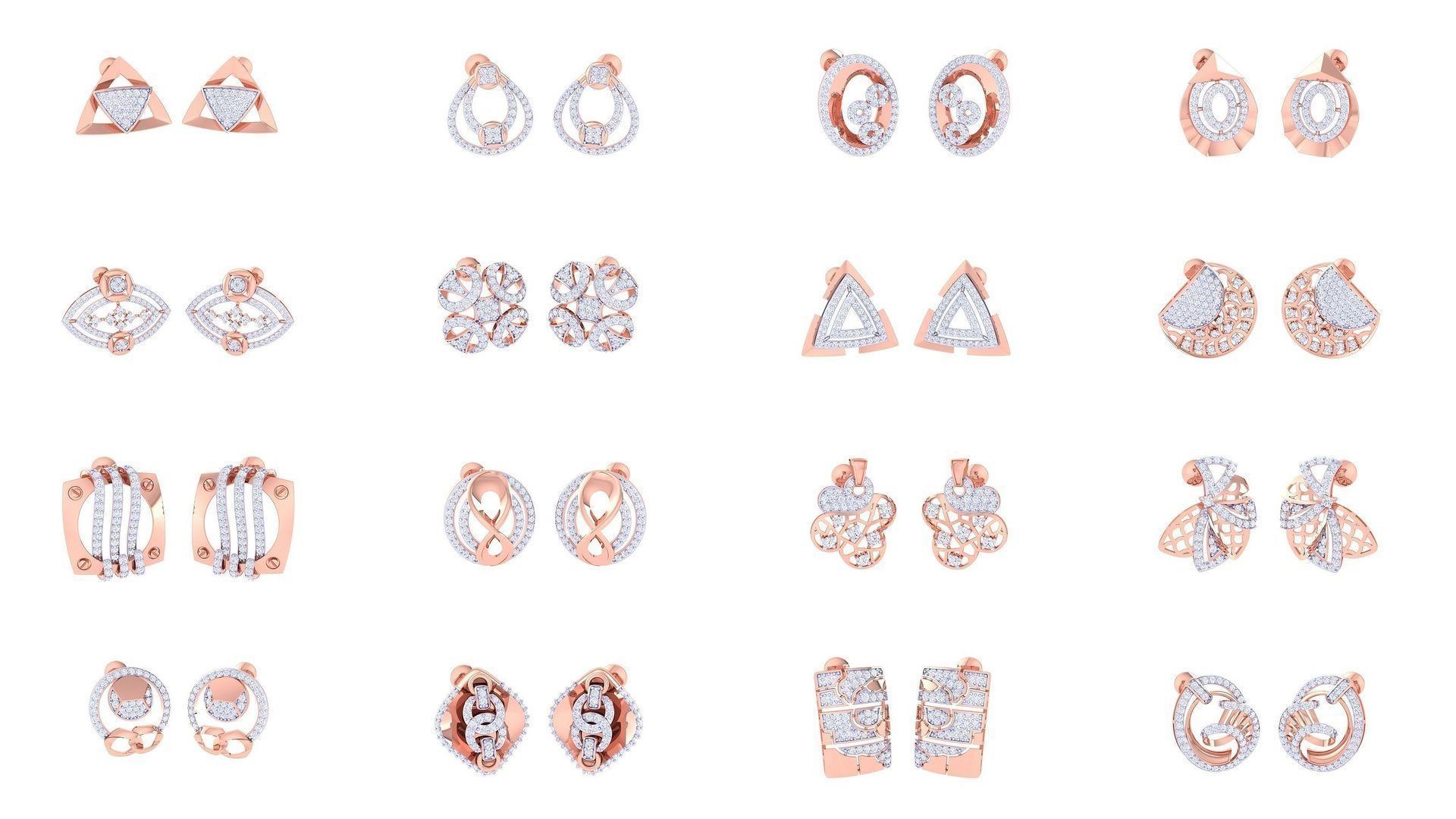 50 Women Earring 3dm STL OBJ FBX Renders Details Collection _1