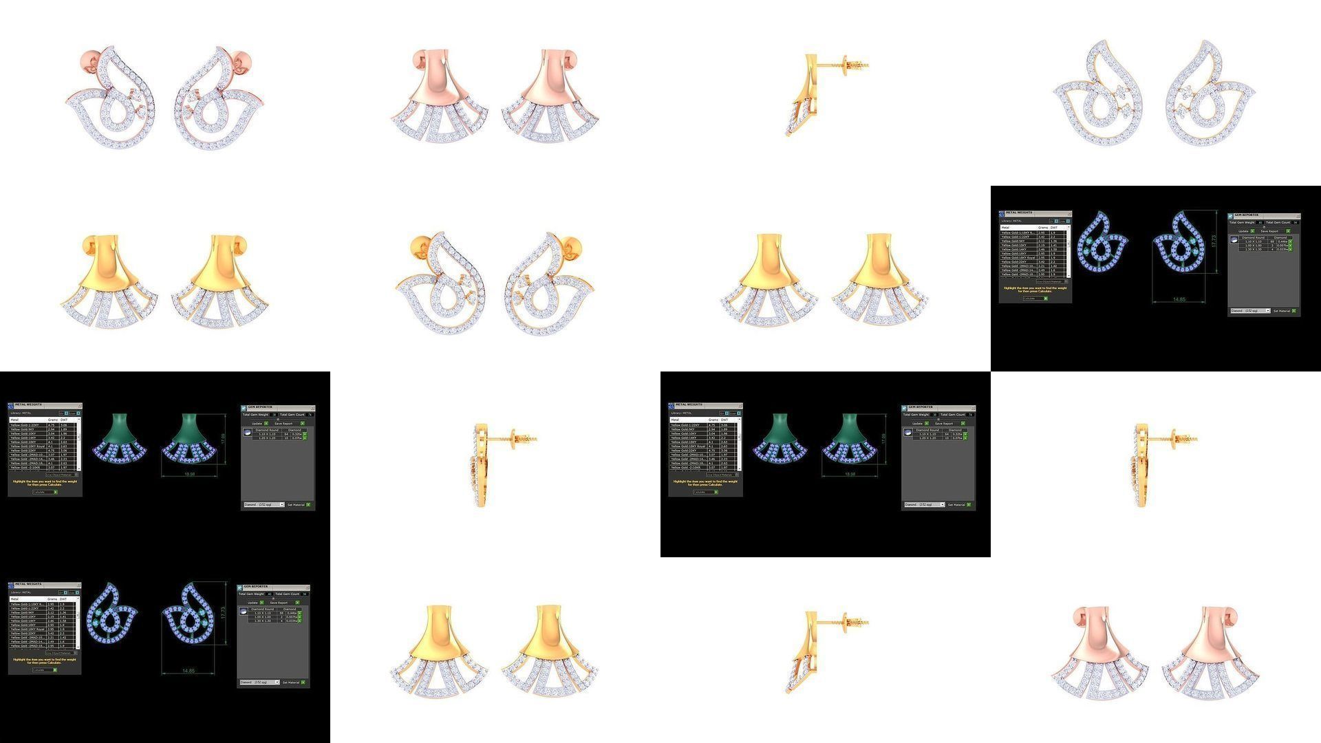 50 Women Earring 3dm STL OBJ FBX Renders Details Collection _5