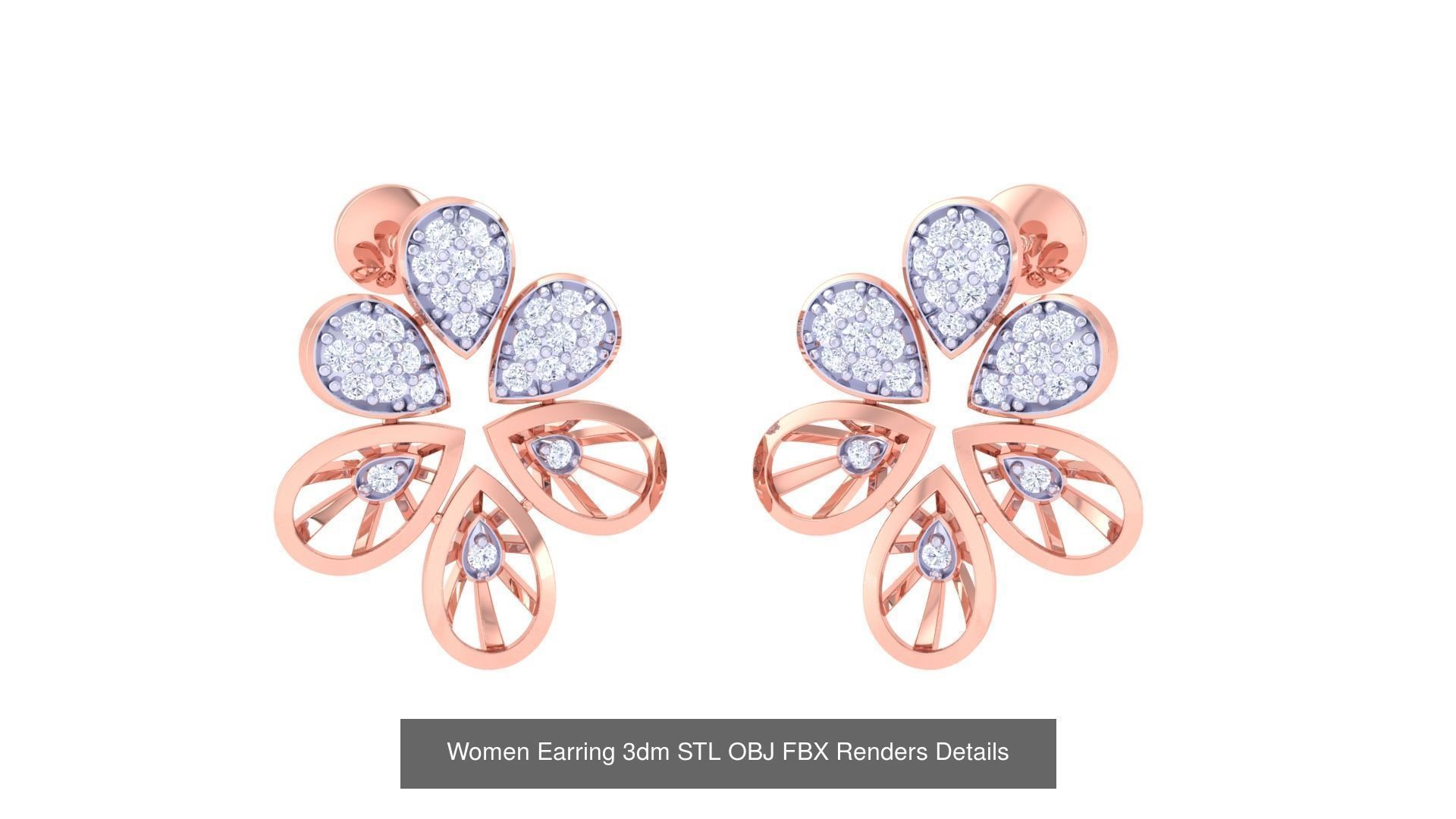 50 Women Earring 3dm STL OBJ FBX Renders Details Collection _20