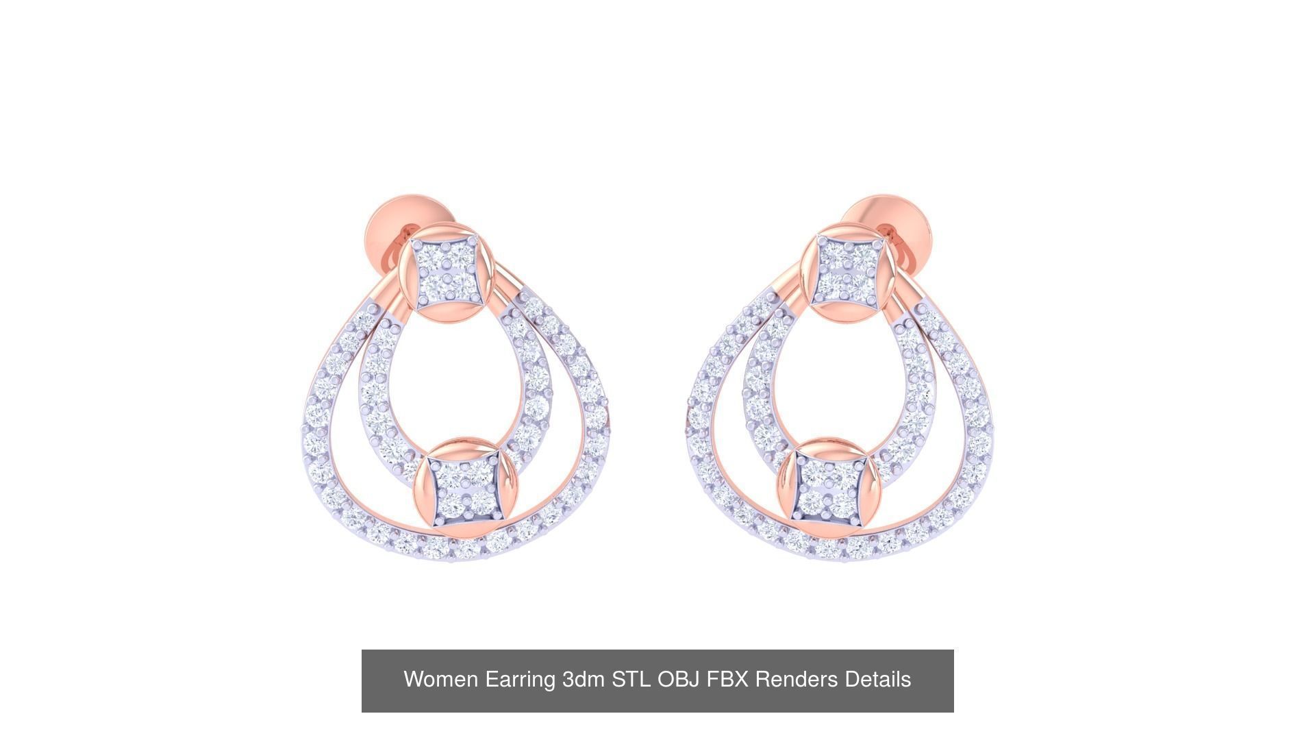 50 Women Earring 3dm STL OBJ FBX Renders Details Collection _24