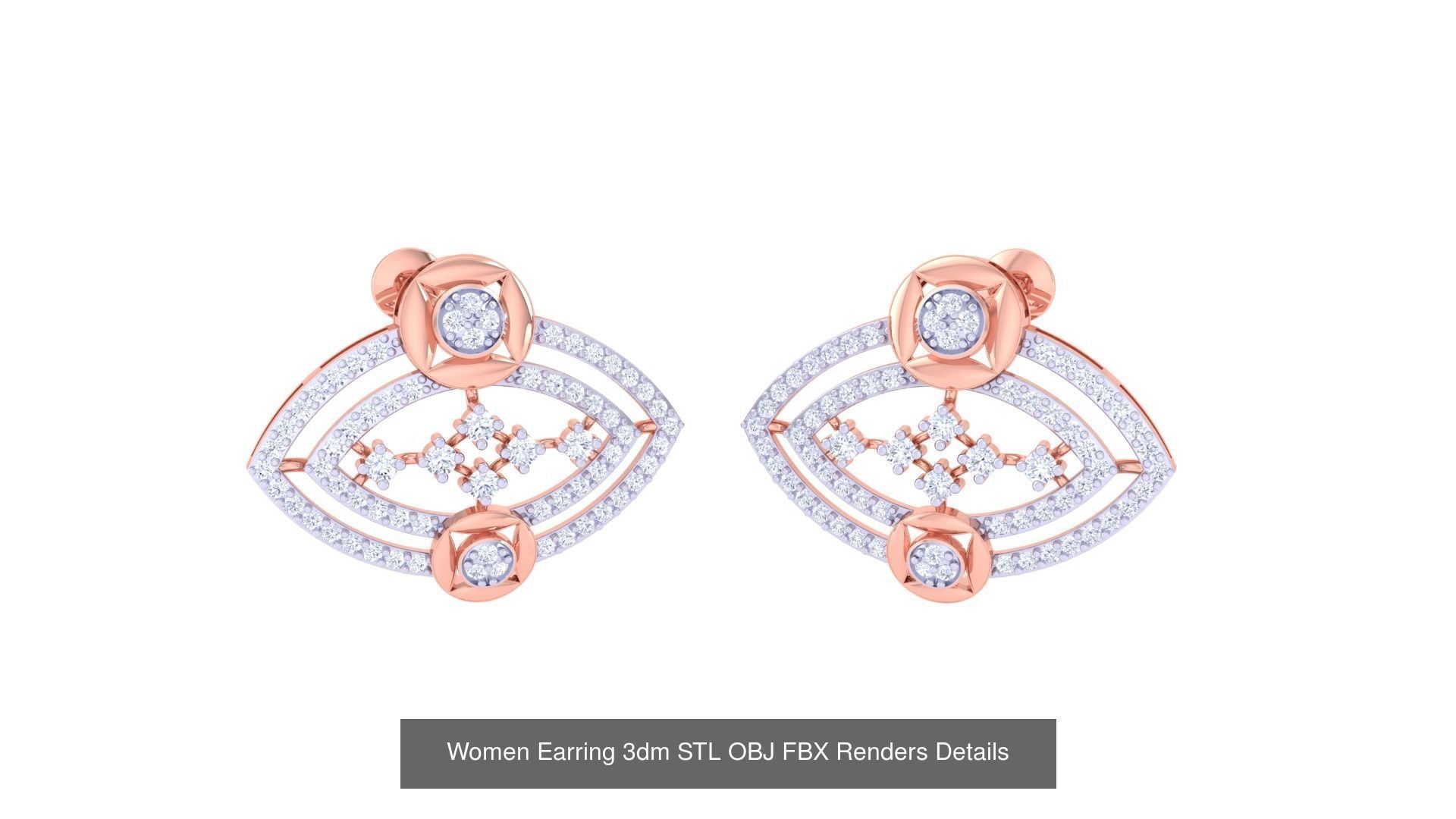 50 Women Earring 3dm STL OBJ FBX Renders Details Collection _27