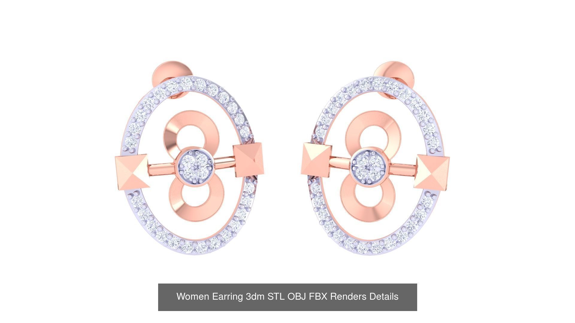 50 Women Earring 3dm STL OBJ FBX Renders Details Collection _40