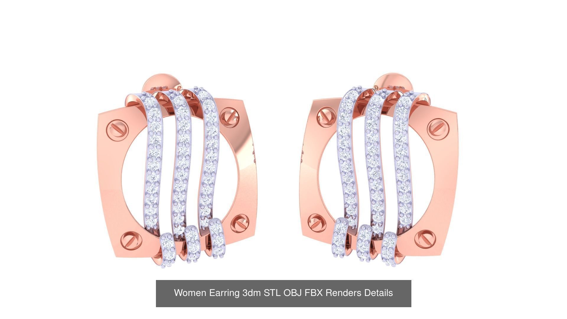 50 Women Earring 3dm STL OBJ FBX Renders Details Collection _31