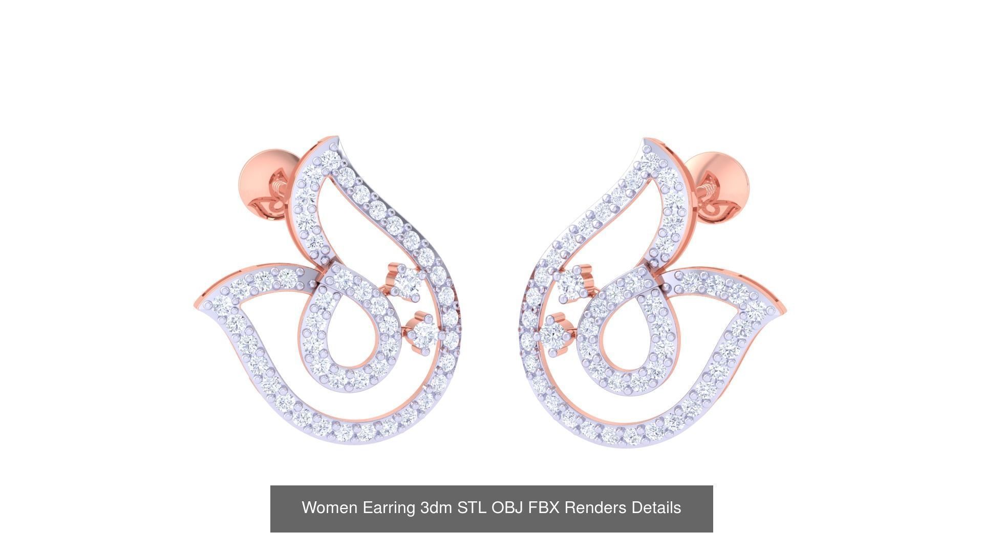 50 Women Earring 3dm STL OBJ FBX Renders Details Collection _55