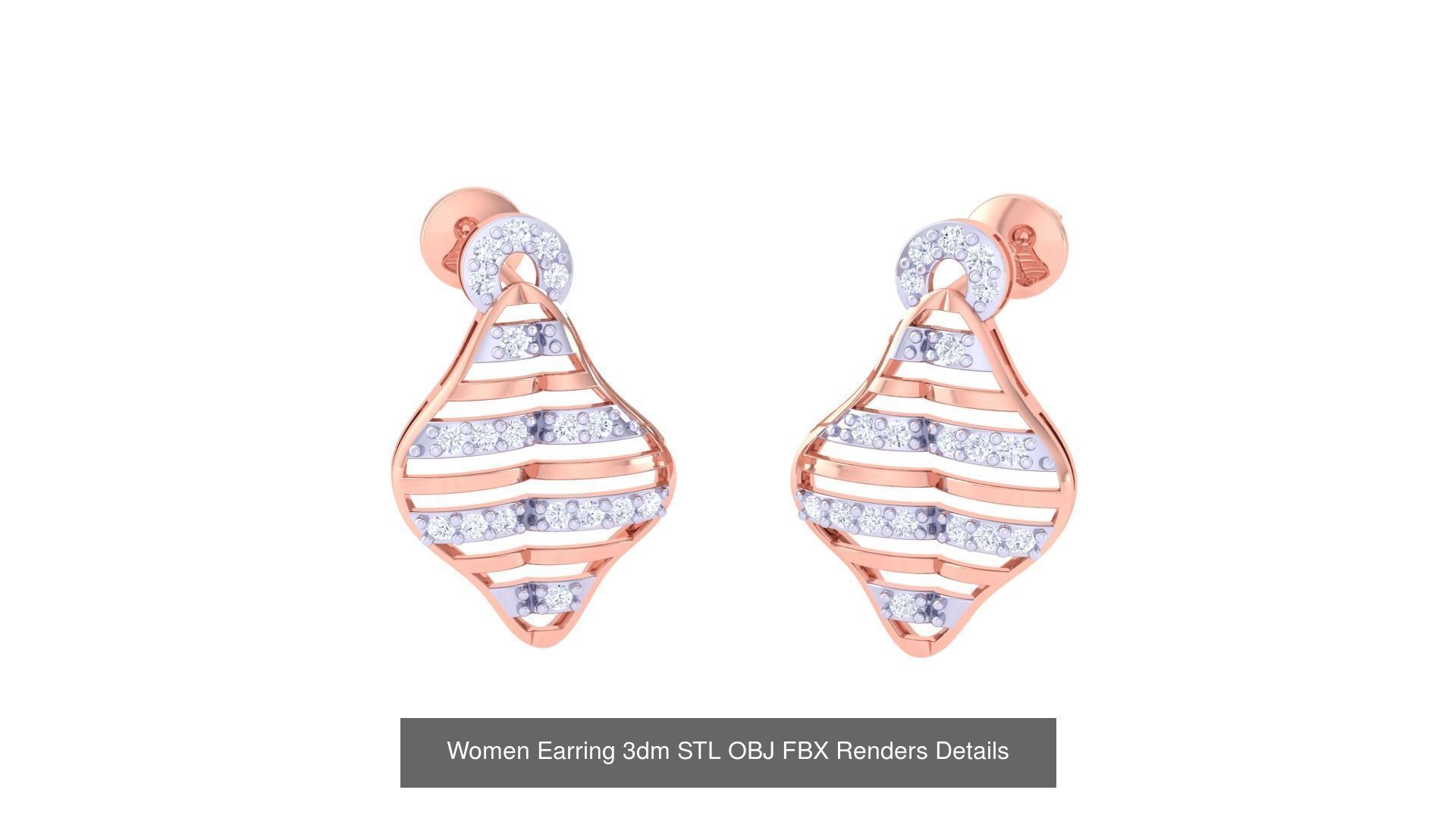 50 Women Earring 3dm STL OBJ FBX Renders Details Collection _8