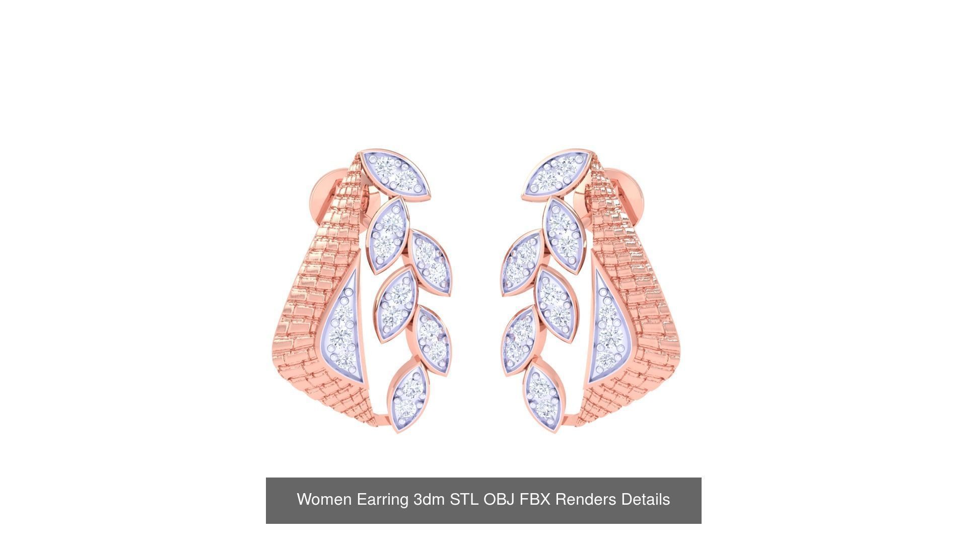 50 Women Earring 3dm STL OBJ FBX Renders Details Collection _49
