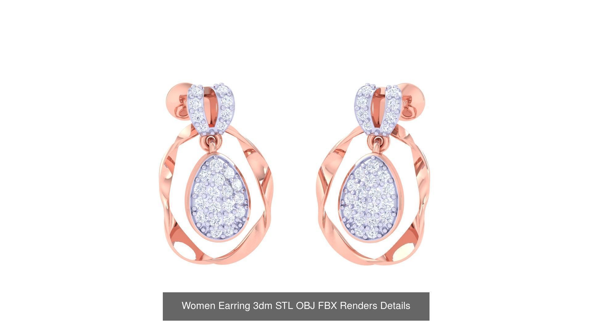 50 Women Earring 3dm STL OBJ FBX Renders Details Collection _12