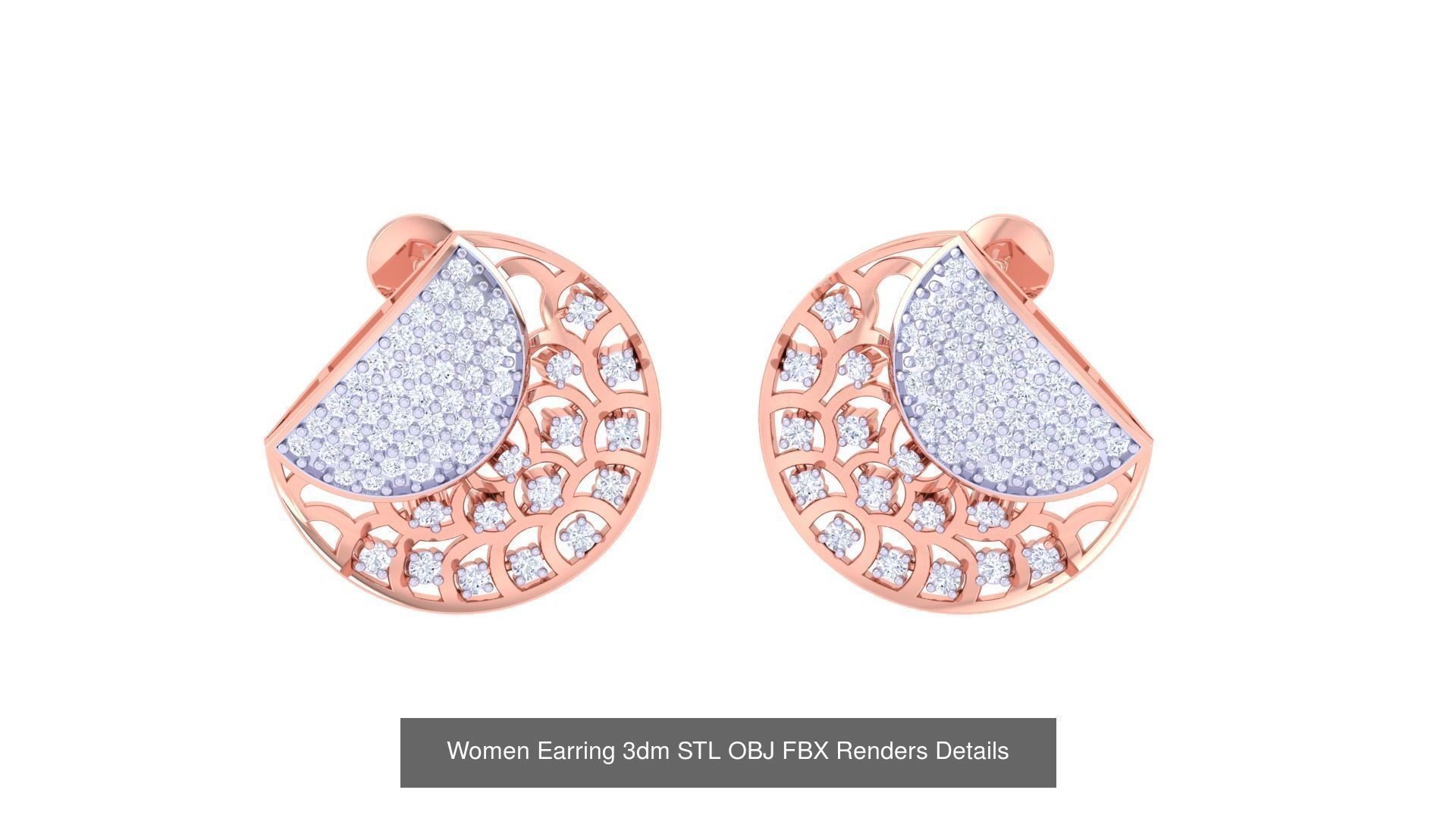 50 Women Earring 3dm STL OBJ FBX Renders Details Collection _30