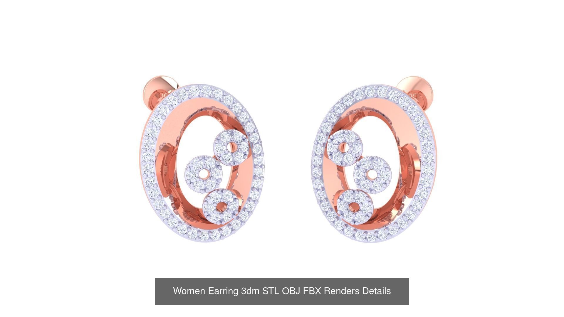 50 Women Earring 3dm STL OBJ FBX Renders Details Collection _25
