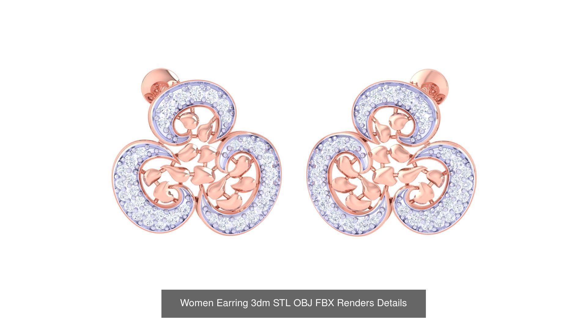 50 Women Earring 3dm STL OBJ FBX Renders Details Collection _15