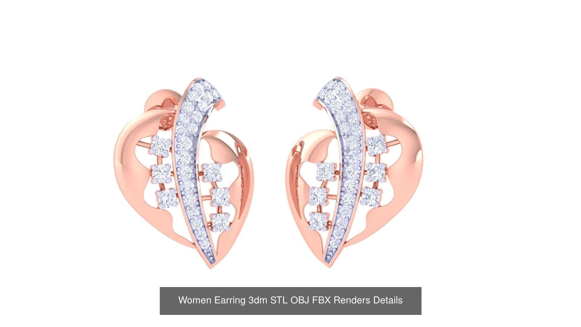 50 Women Earring 3dm STL OBJ FBX Renders Details Collection _52