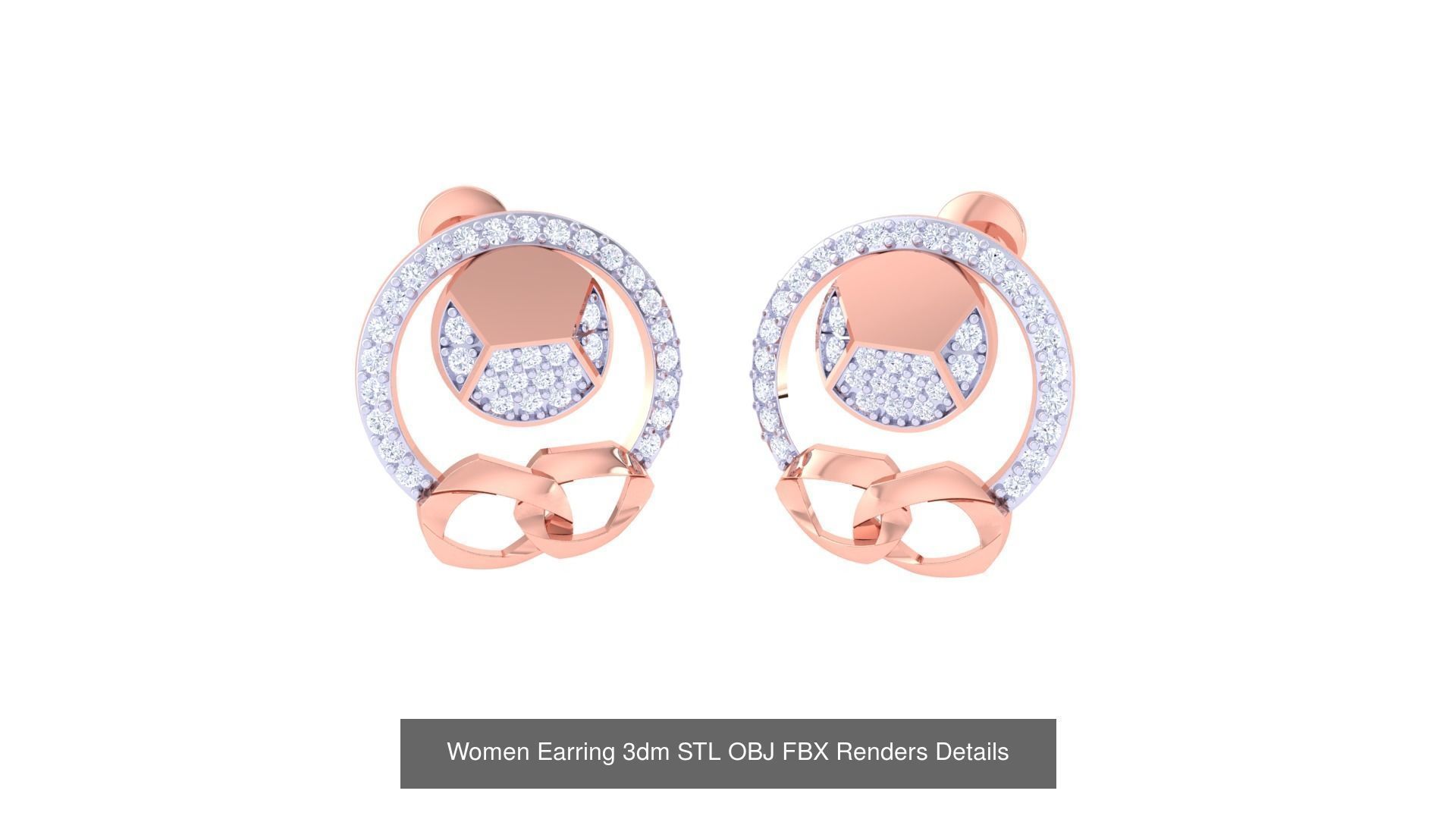 50 Women Earring 3dm STL OBJ FBX Renders Details Collection _35