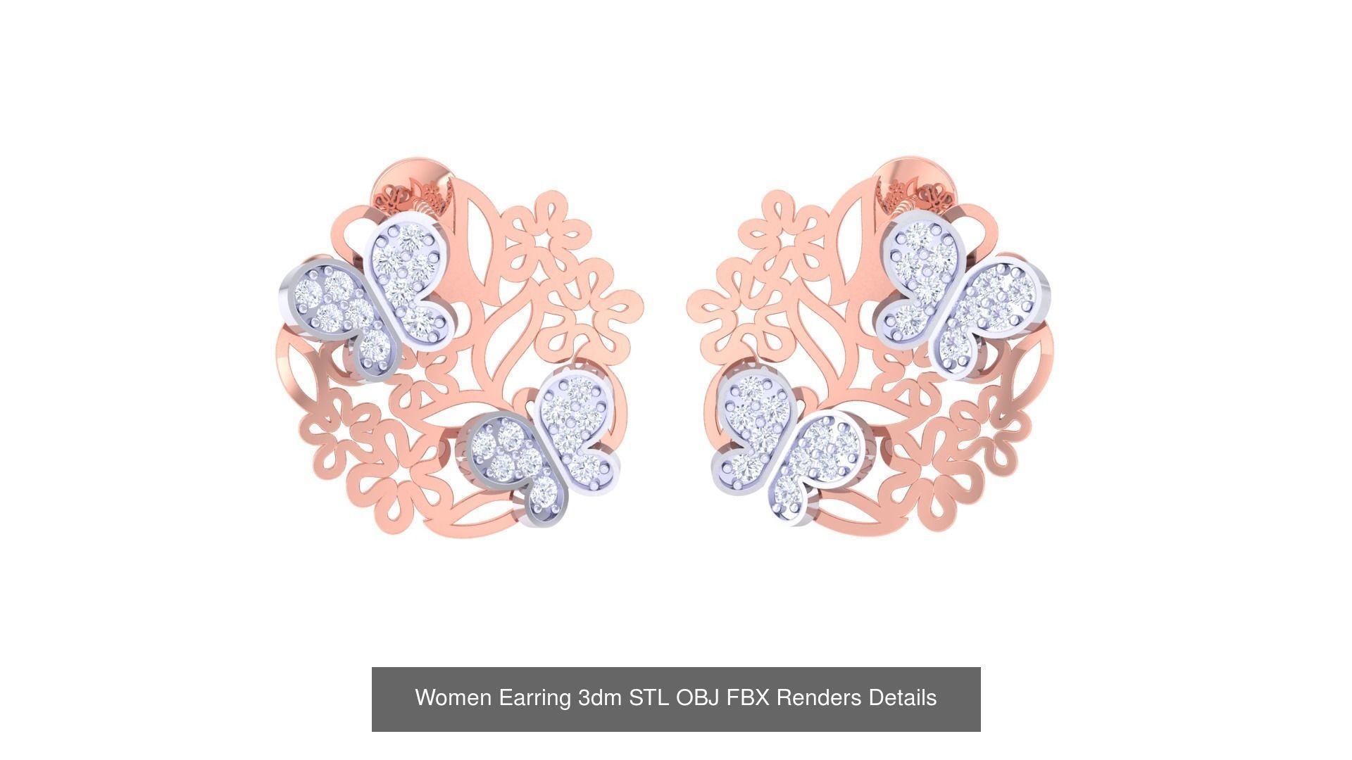 50 Women Earring 3dm STL OBJ FBX Renders Details Collection _47