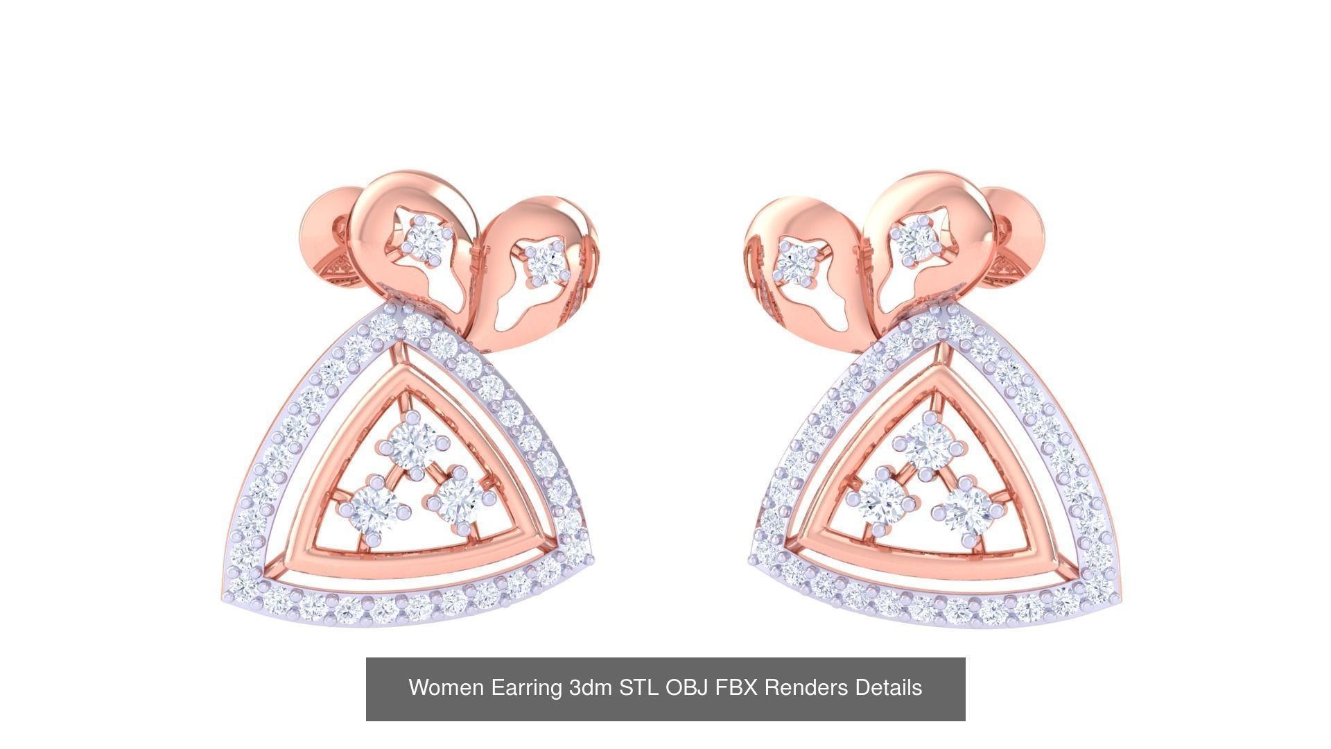 50 Women Earring 3dm STL OBJ FBX Renders Details Collection _53