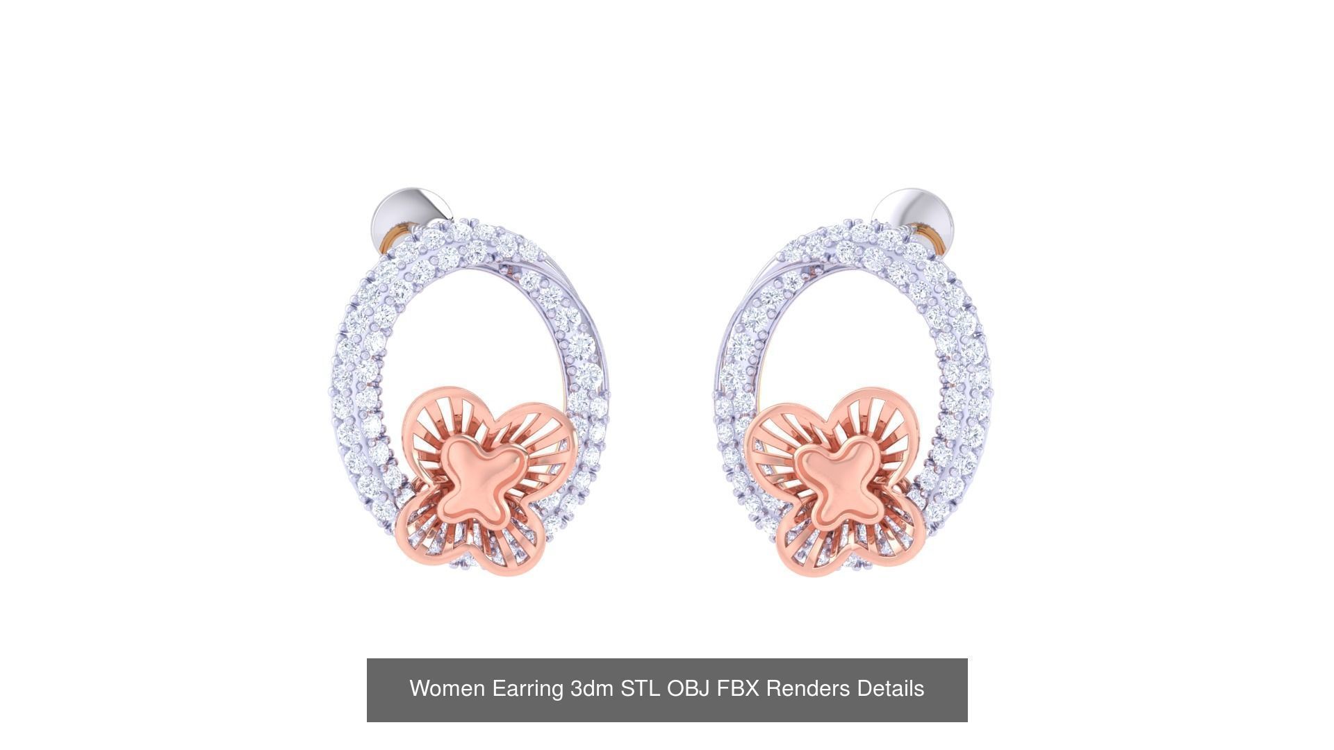 50 Women Earring 3dm STL OBJ FBX Renders Details Collection _18