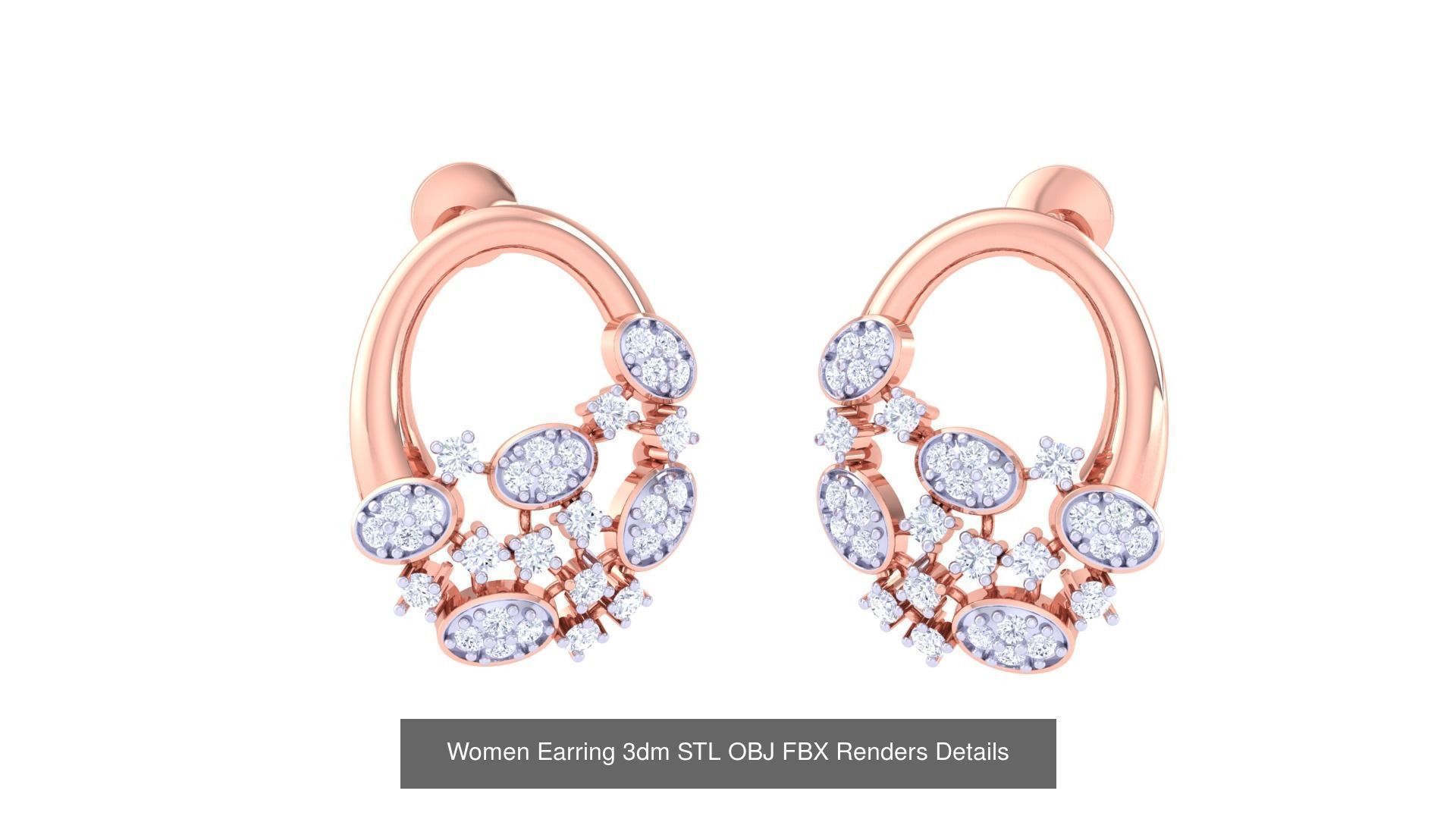 50 Women Earring 3dm STL OBJ FBX Renders Details Collection _14