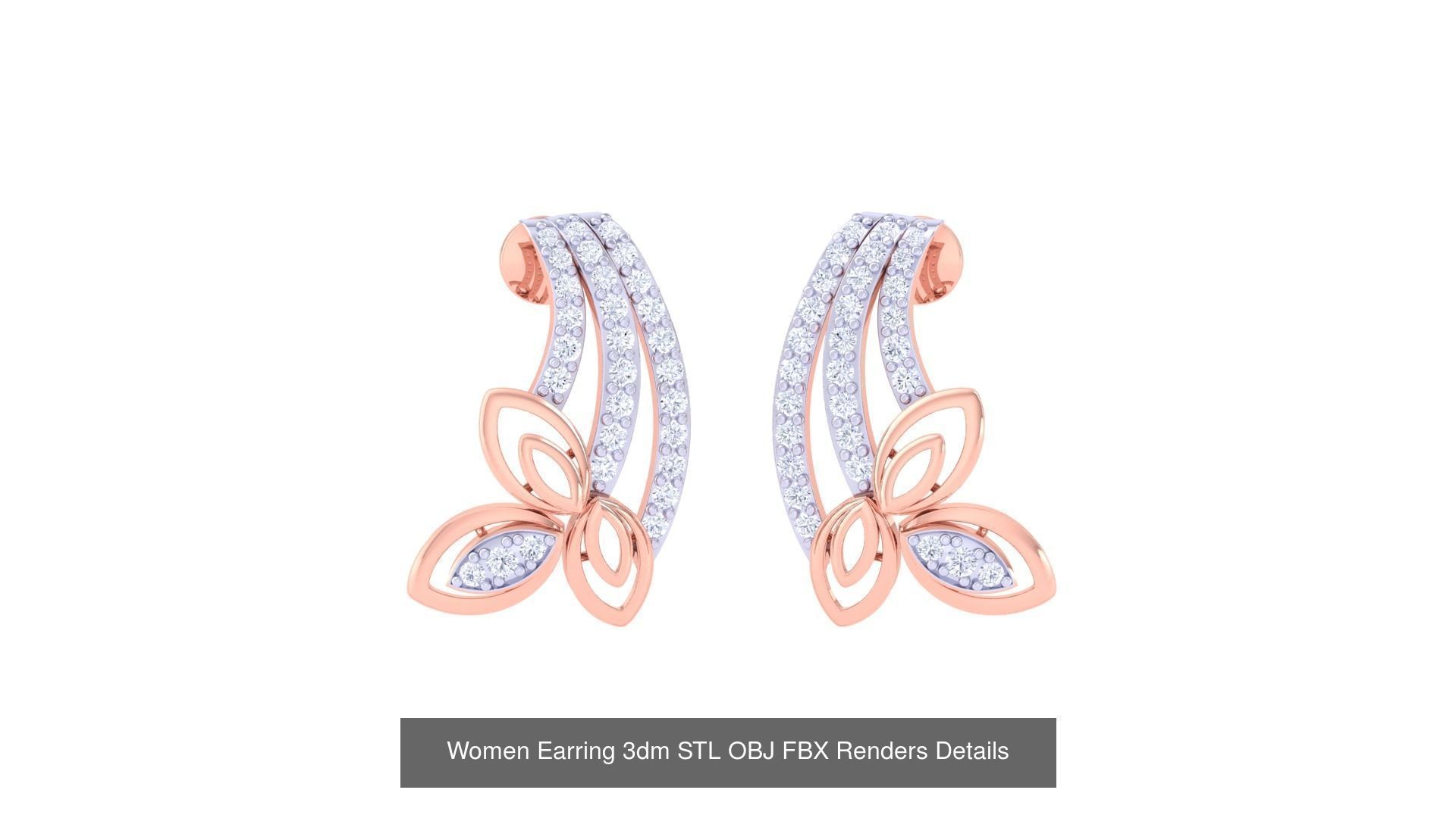 50 Women Earring 3dm STL OBJ FBX Renders Details Collection _51