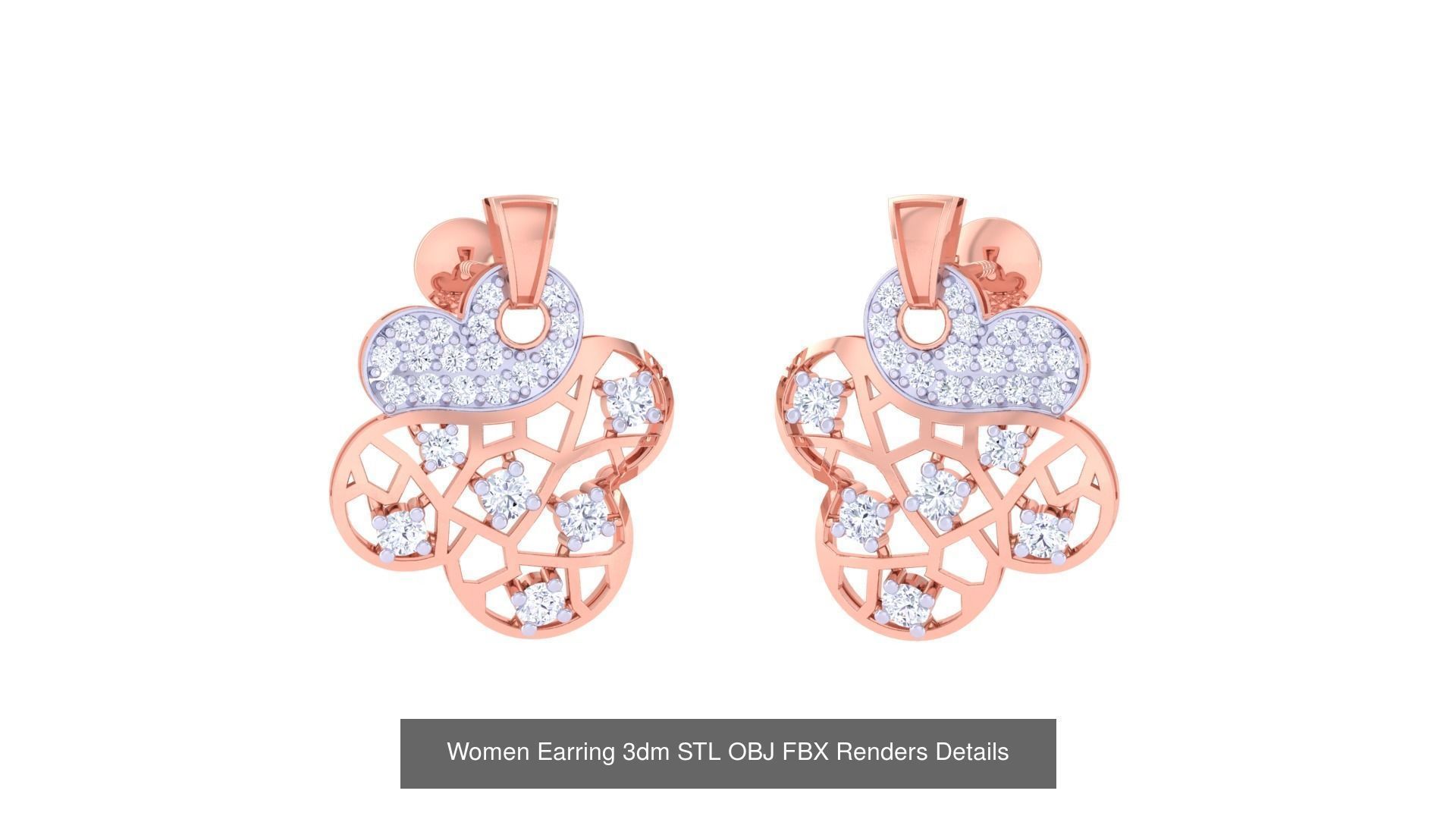 50 Women Earring 3dm STL OBJ FBX Renders Details Collection _33