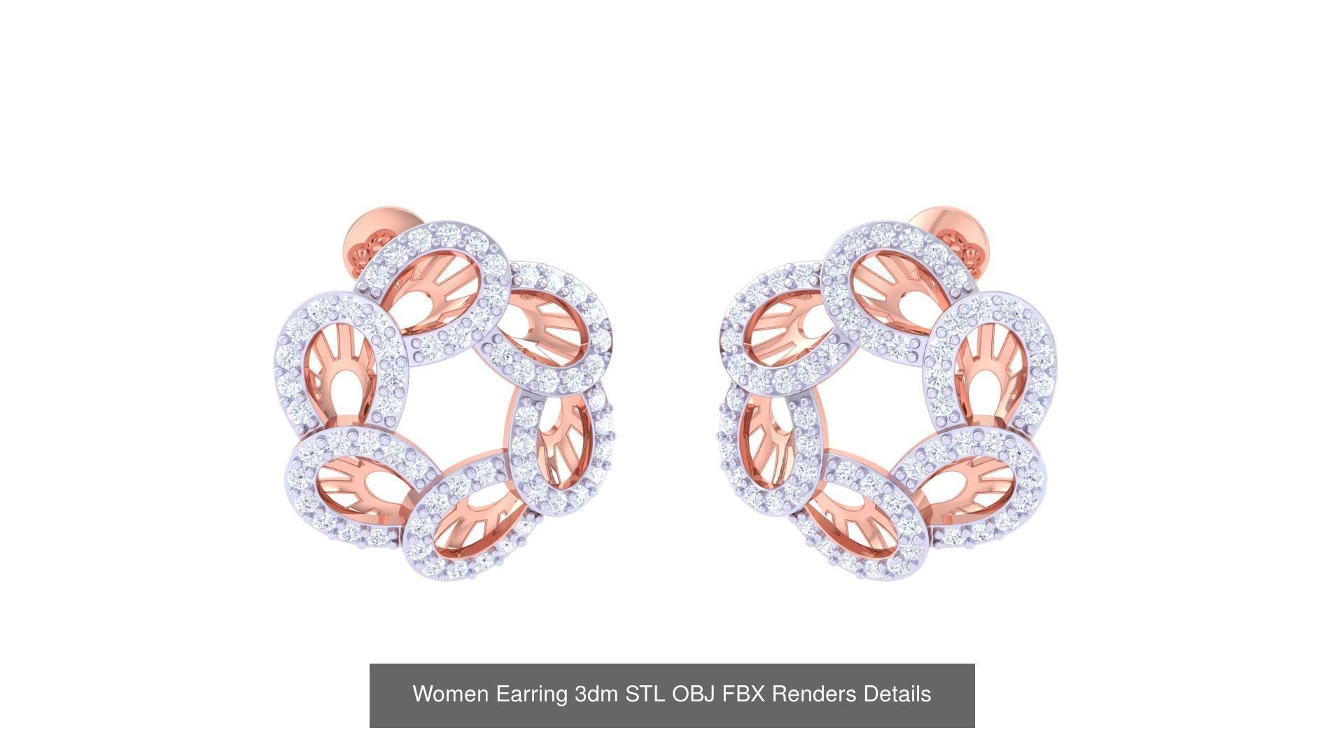 50 Women Earring 3dm STL OBJ FBX Renders Details Collection _19