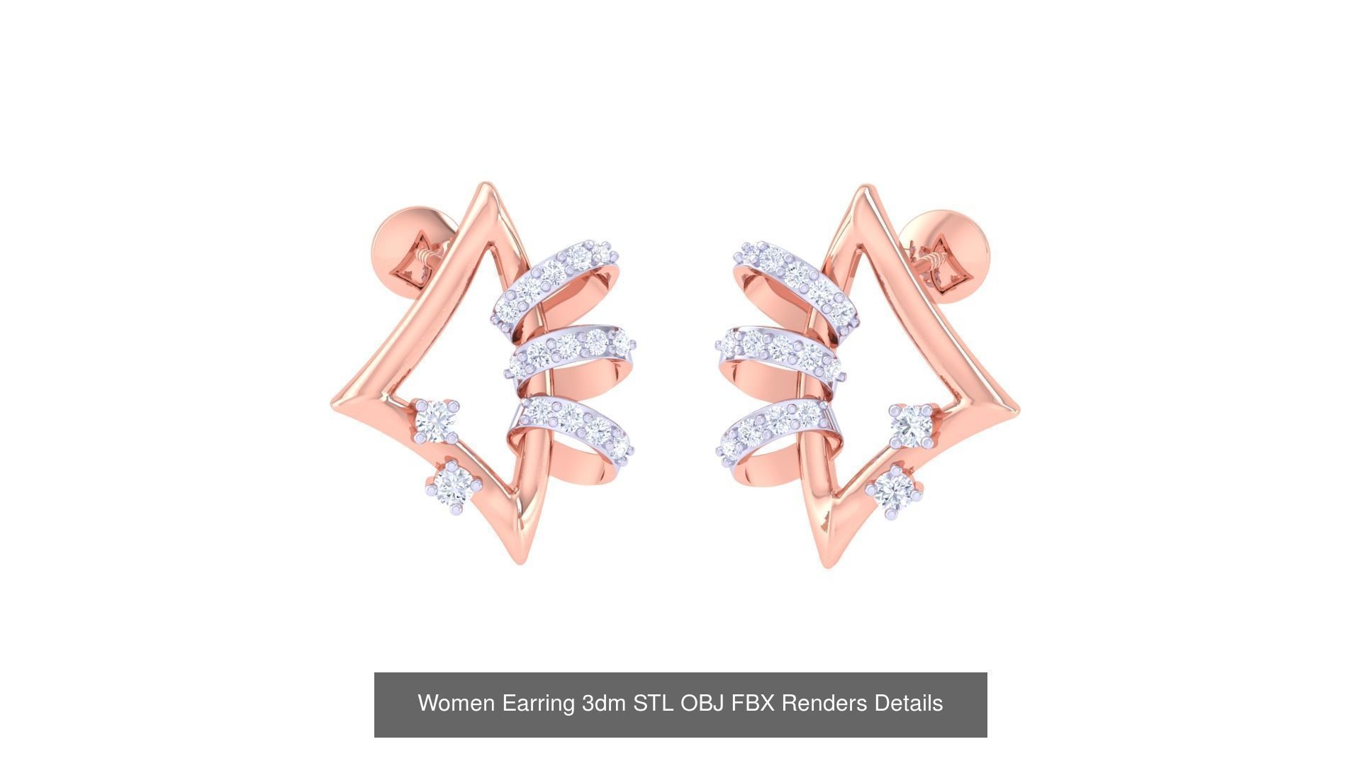 50 Women Earring 3dm STL OBJ FBX Renders Details Collection _17